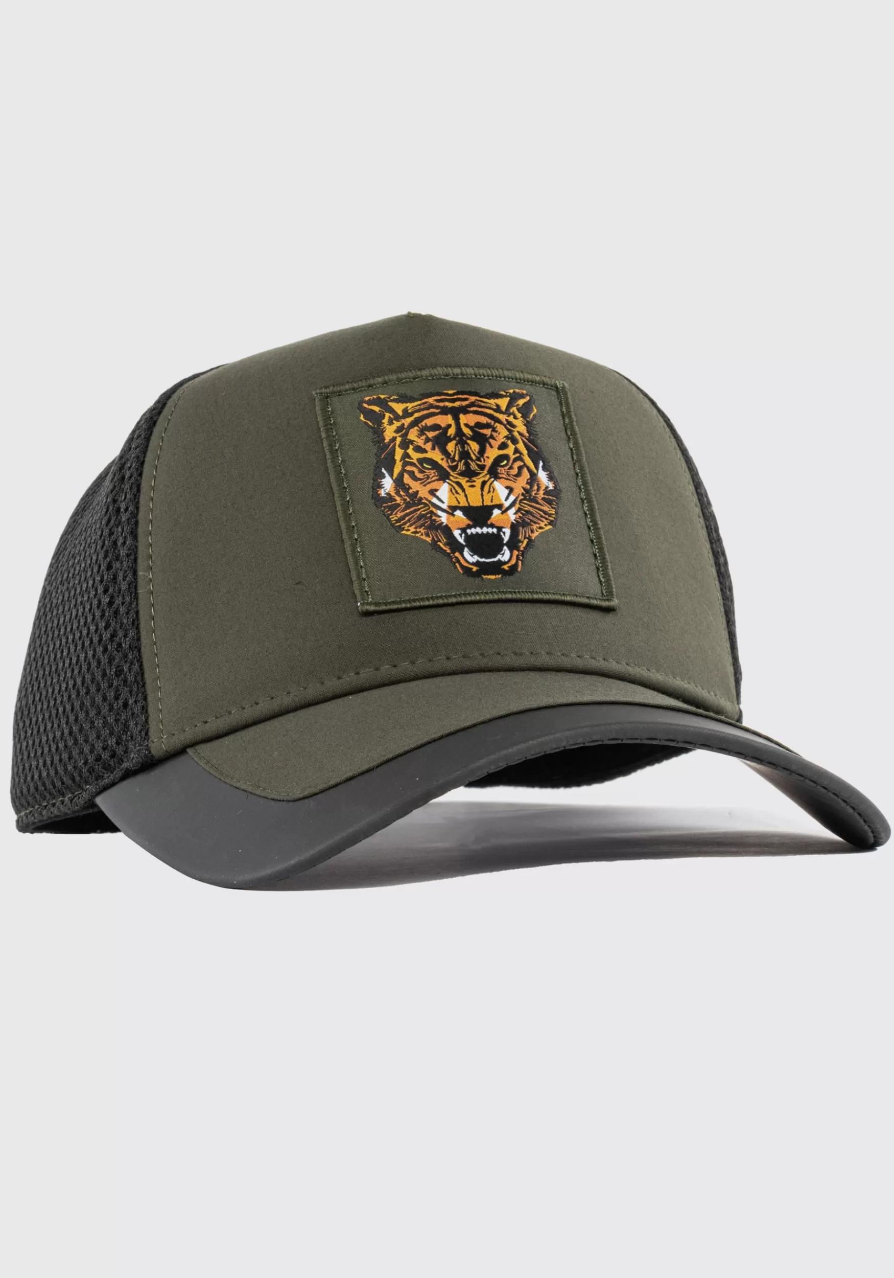 Store Antony Morato Basecap Aus Popeline Mit Tiger-Print Dunkles Militargrun