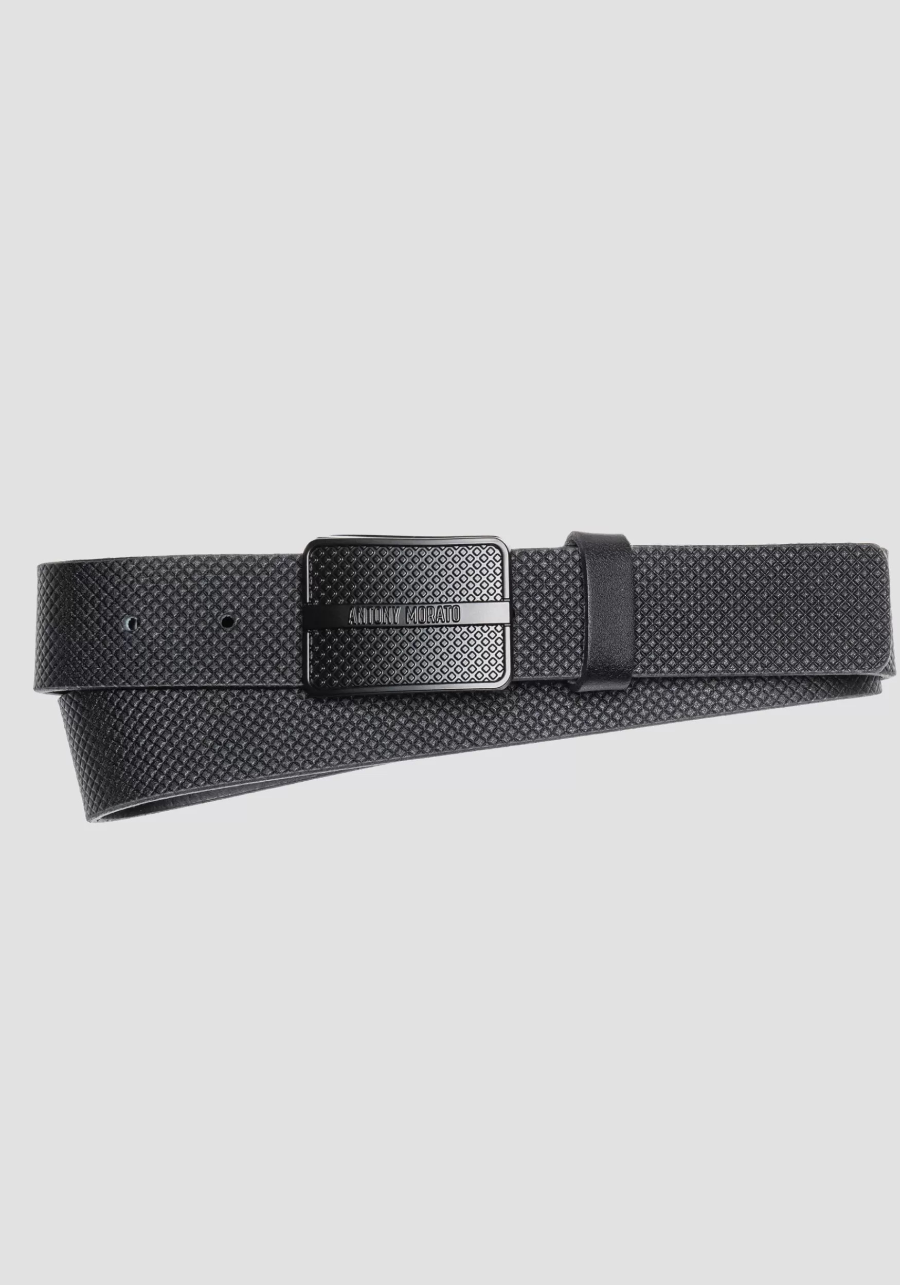 Best Sale Antony Morato Gürtel Aus Leder Mit Geometrischem Muster Und Logoplakette Schwarz