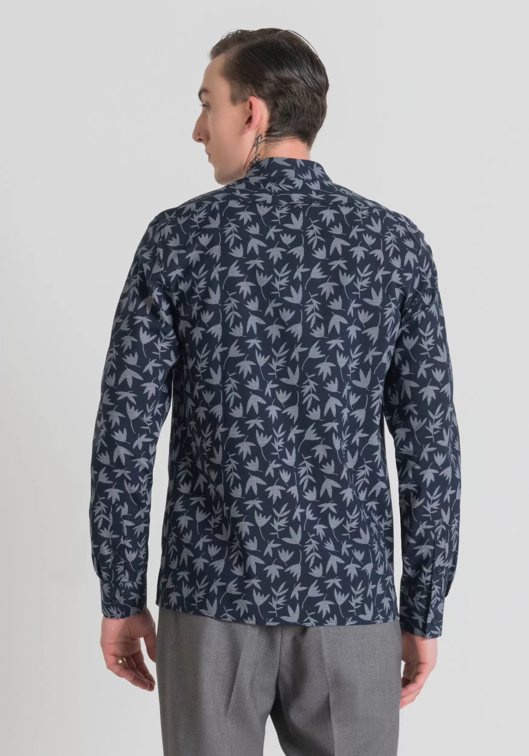 Cheap Antony Morato Hemd Regular Fit Barcelona Aus Baumwoll-Mischgewebe Mit Print Blue Ink