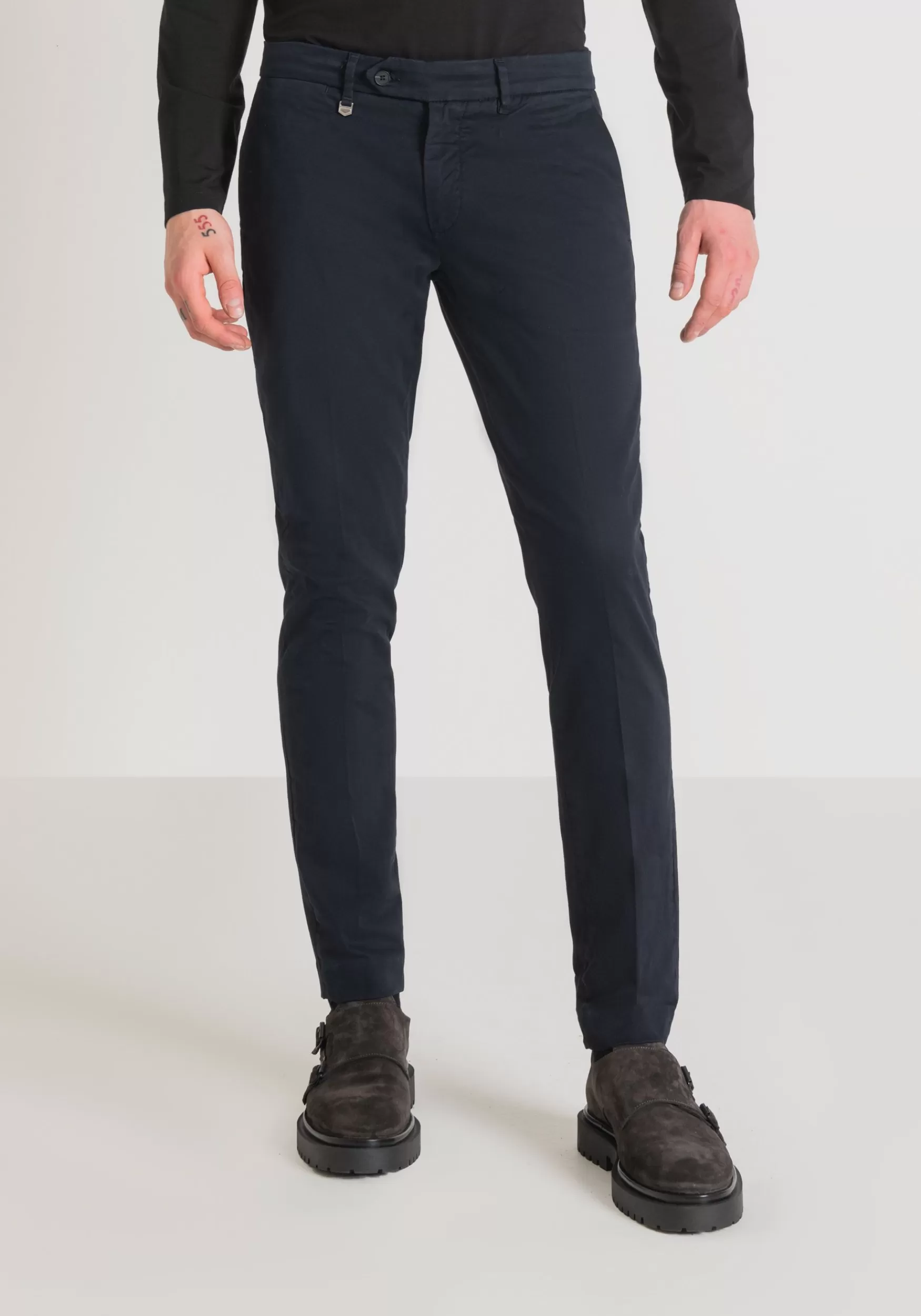 Cheap Antony Morato Hose Skinny Fit Bryan Aus Weicher, Mikrostrukturierter Stretch-Baumwolle Blue Ink