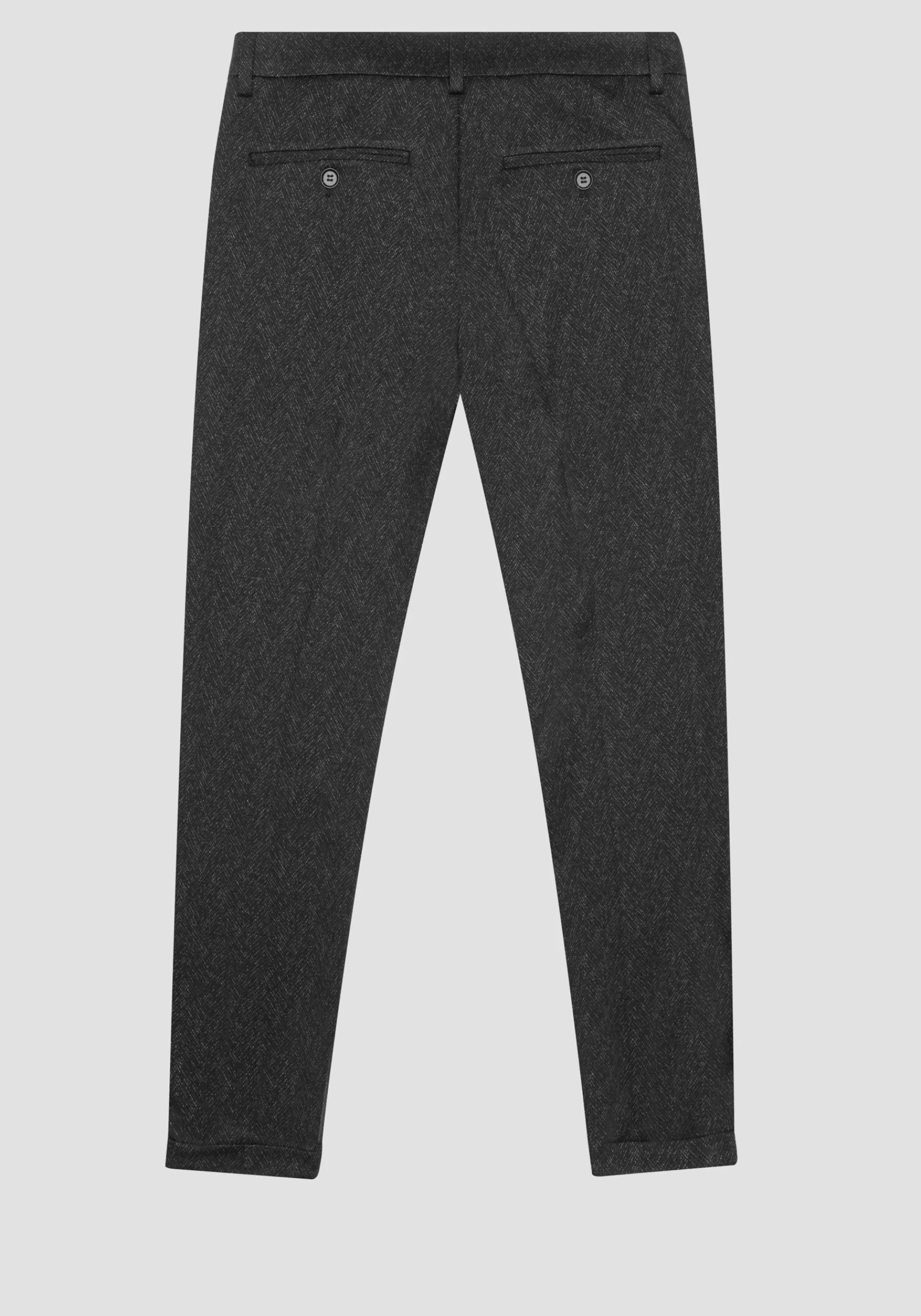 Store Antony Morato Hose Super Skinny Fit Ashe Aus Viskose-Stretch-Mischgewebe Mit Fischgratenmuster Schwarz