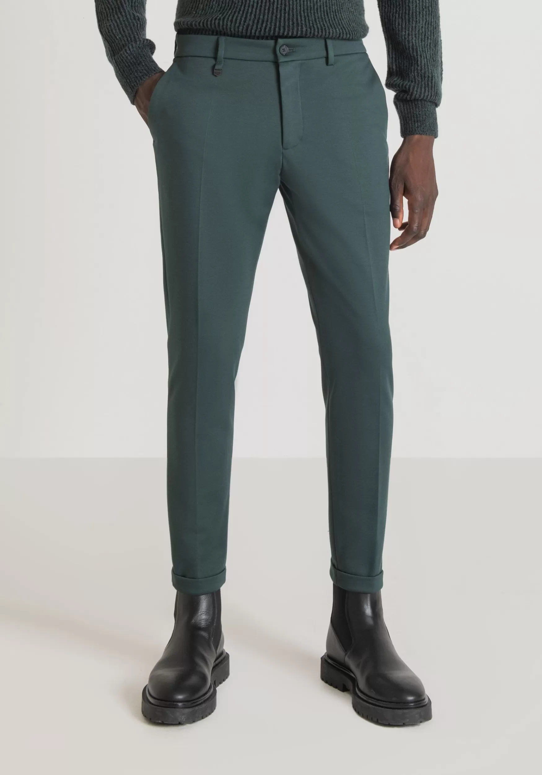 Cheap Antony Morato Hose Super Skinny Fit Ashe Aus Viskoses-Twill-Stretch-Mischgewebe Flaschegrun