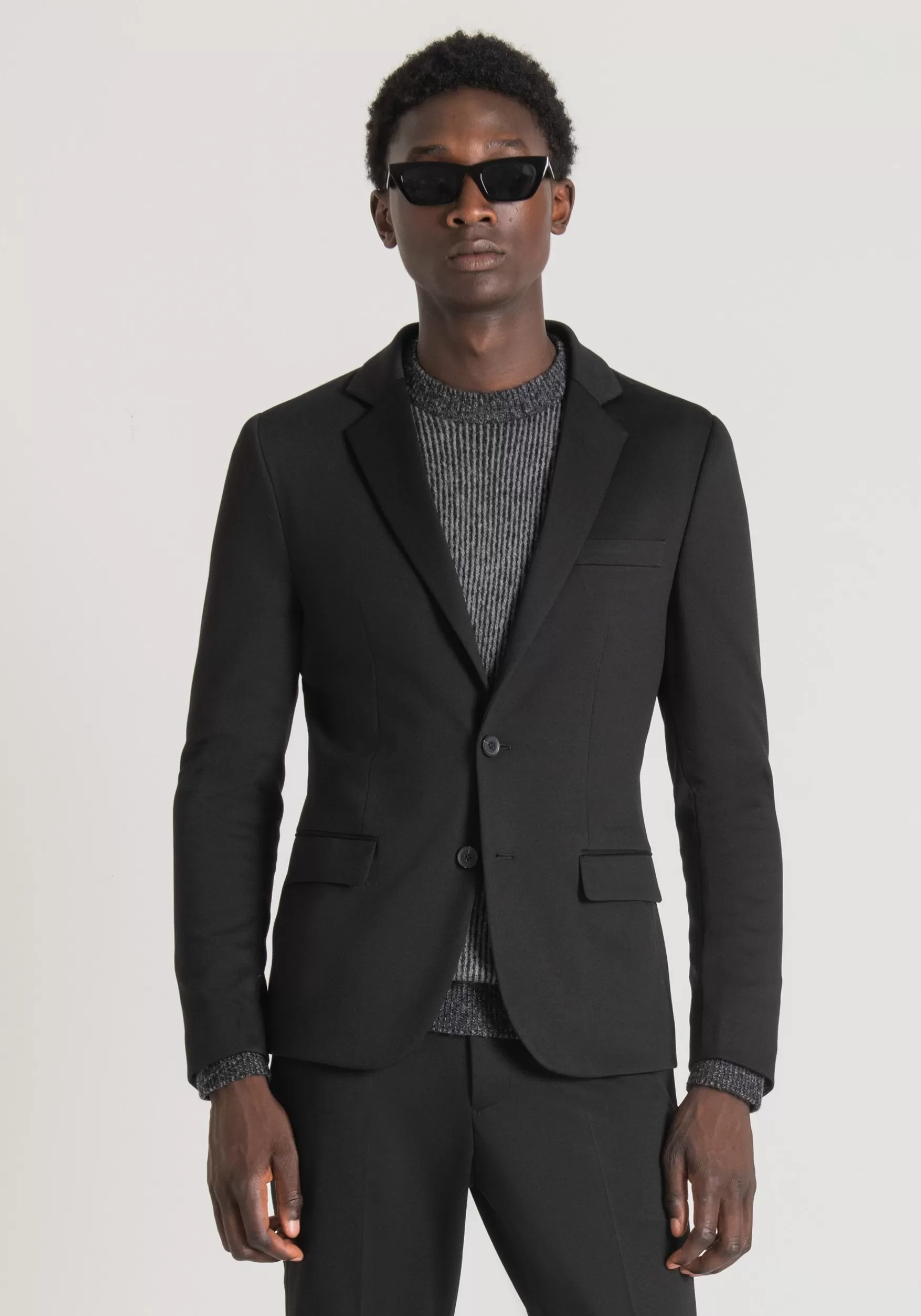 New Antony Morato Jacke Super Slim Fit Ashe Aus Einfarbigem Viskose-Stretch-Mischgewebe Schwarz