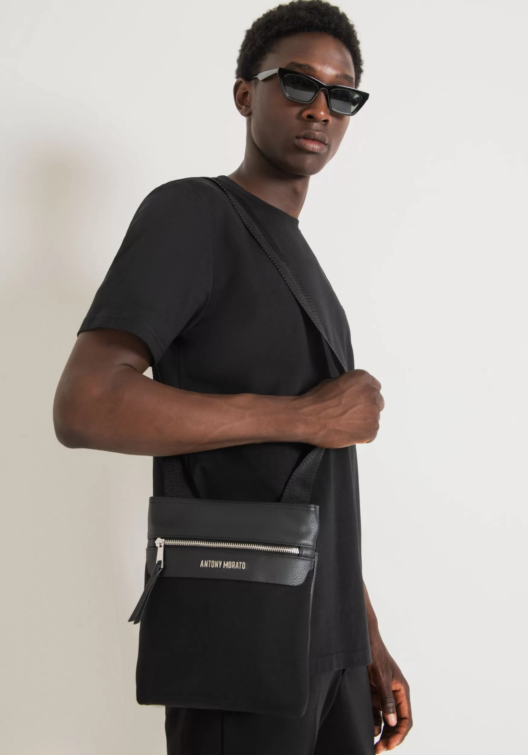 Fashion Antony Morato Messengertasche Aus Popeline Und Kunstleder Schwarz