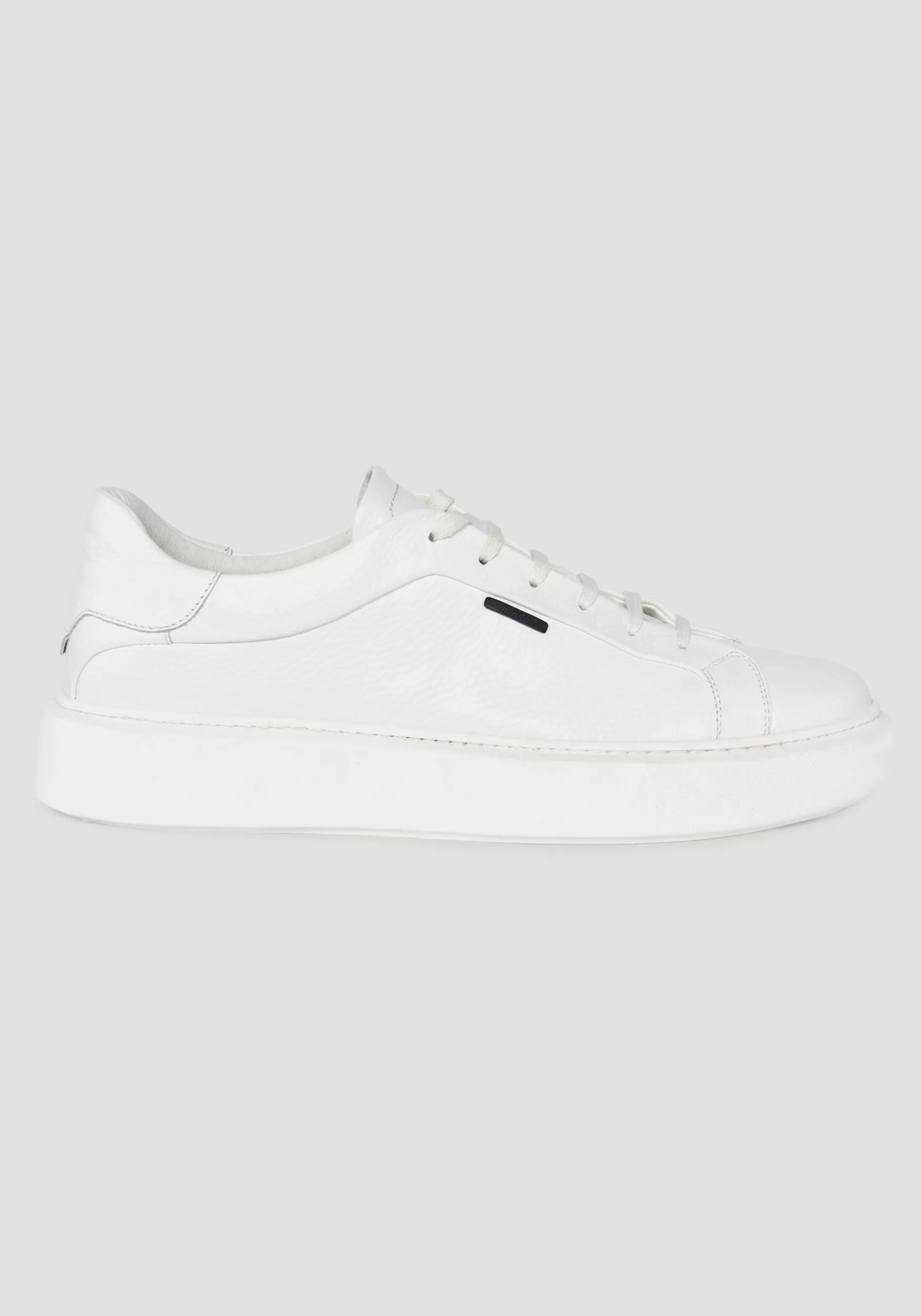 New Antony Morato Niedrige Sneakers Artem Aus 100 % Einfarbigem Leder Mit Logo-Plakette Weis