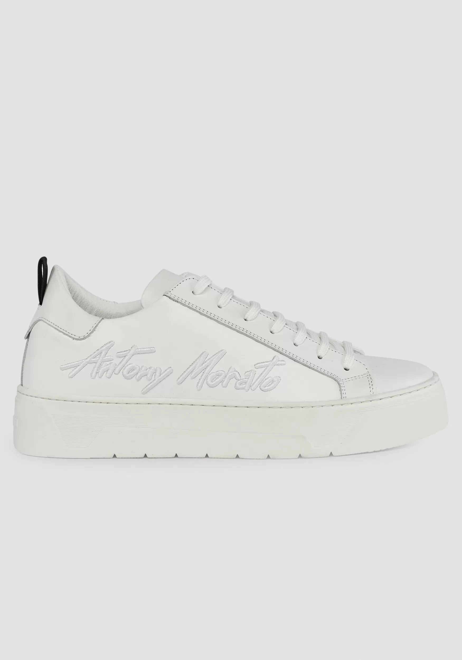 Store Antony Morato Niedrige Sneakers Flare Aus 100 % Leder Mit Seitlichem Logo Weis