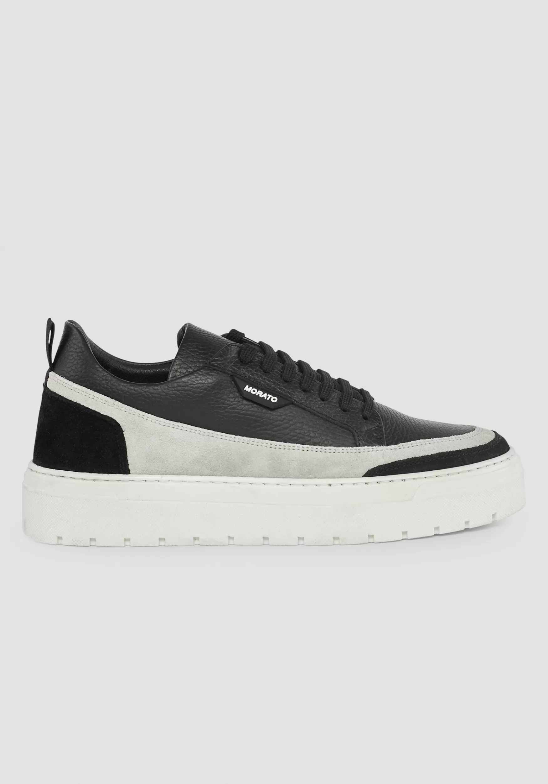 Fashion Antony Morato Niedrige Sneakers Flint Aus Leder Und Kontrastierendem Wildleder Schwarz