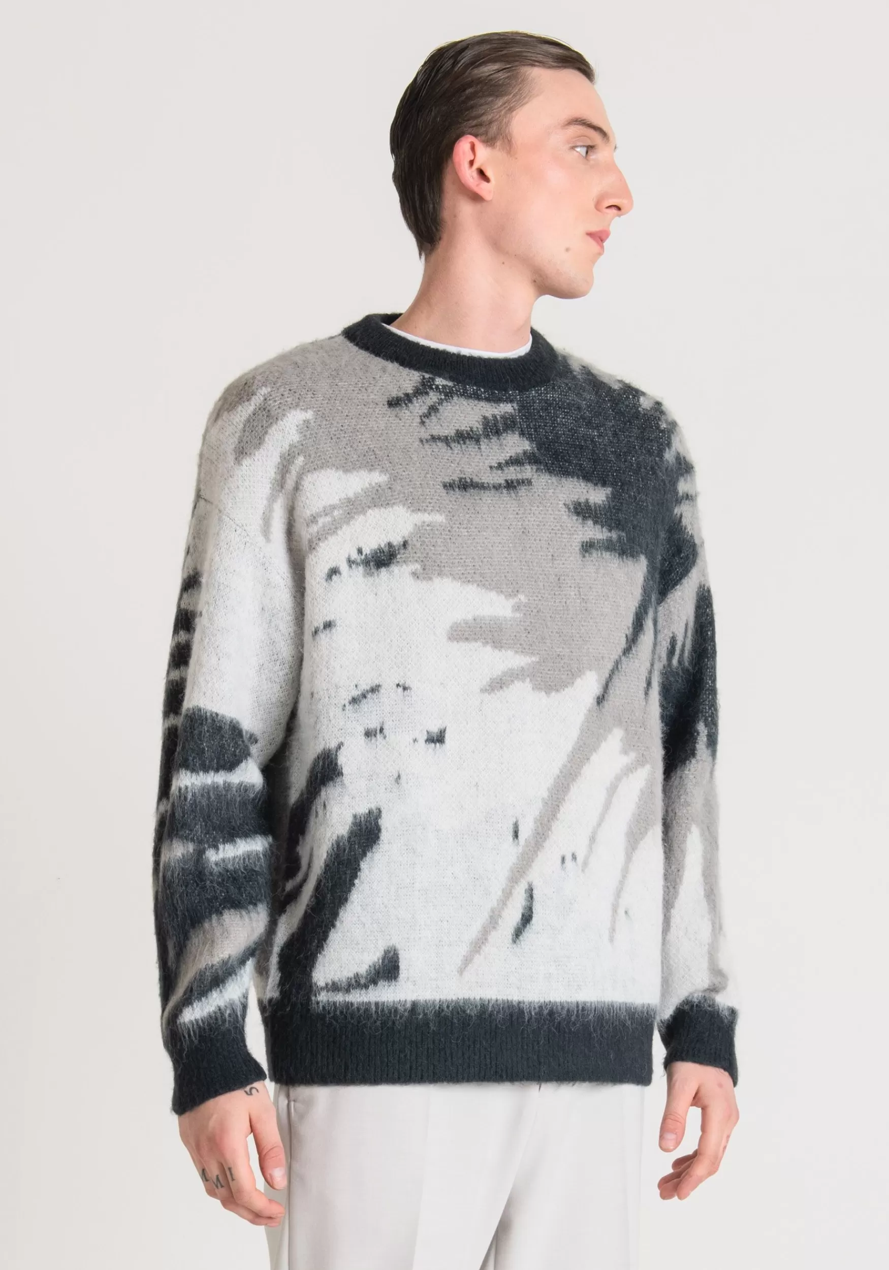 Fashion Antony Morato Oversize-Pullover Mit All-Over-Jacquard-Muster Blue Ink