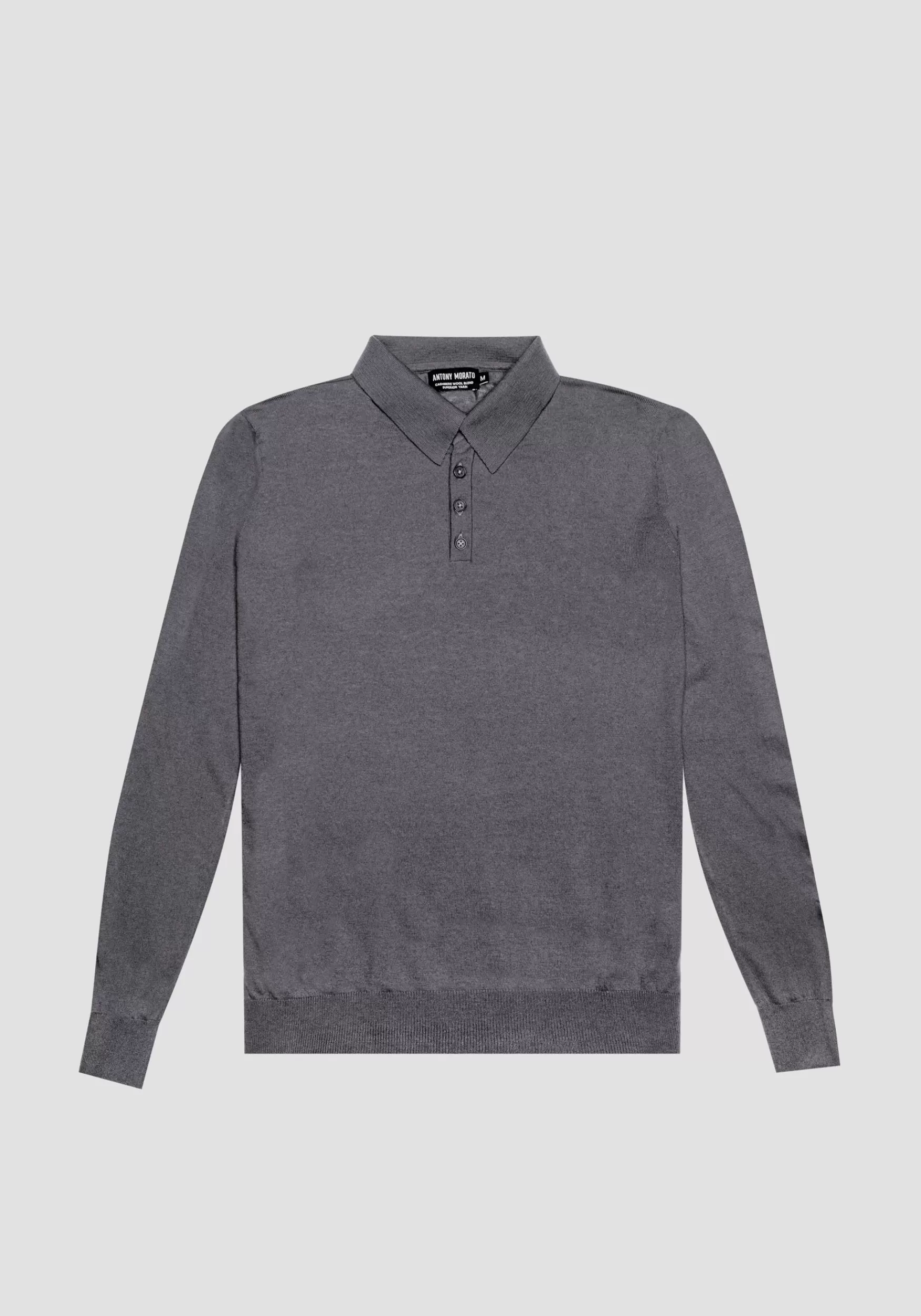 Online Antony Morato Poloshirt Regular Fit Aus Weichem Wollmischgewebe Dunkelgrau Meliert