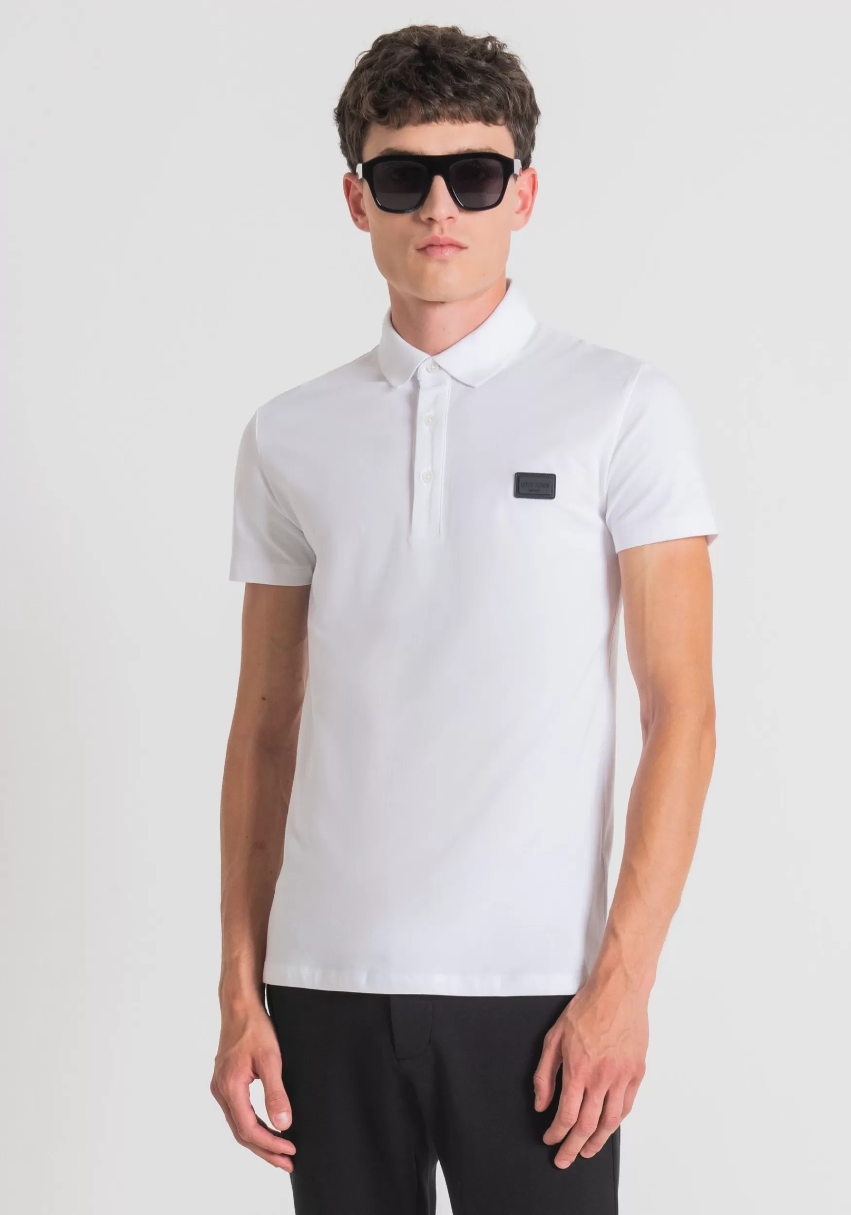 Shop Antony Morato Poloshirt Super Slim Fit Aus Stretch-Baumwolle Mit Logo-Plakette Wei