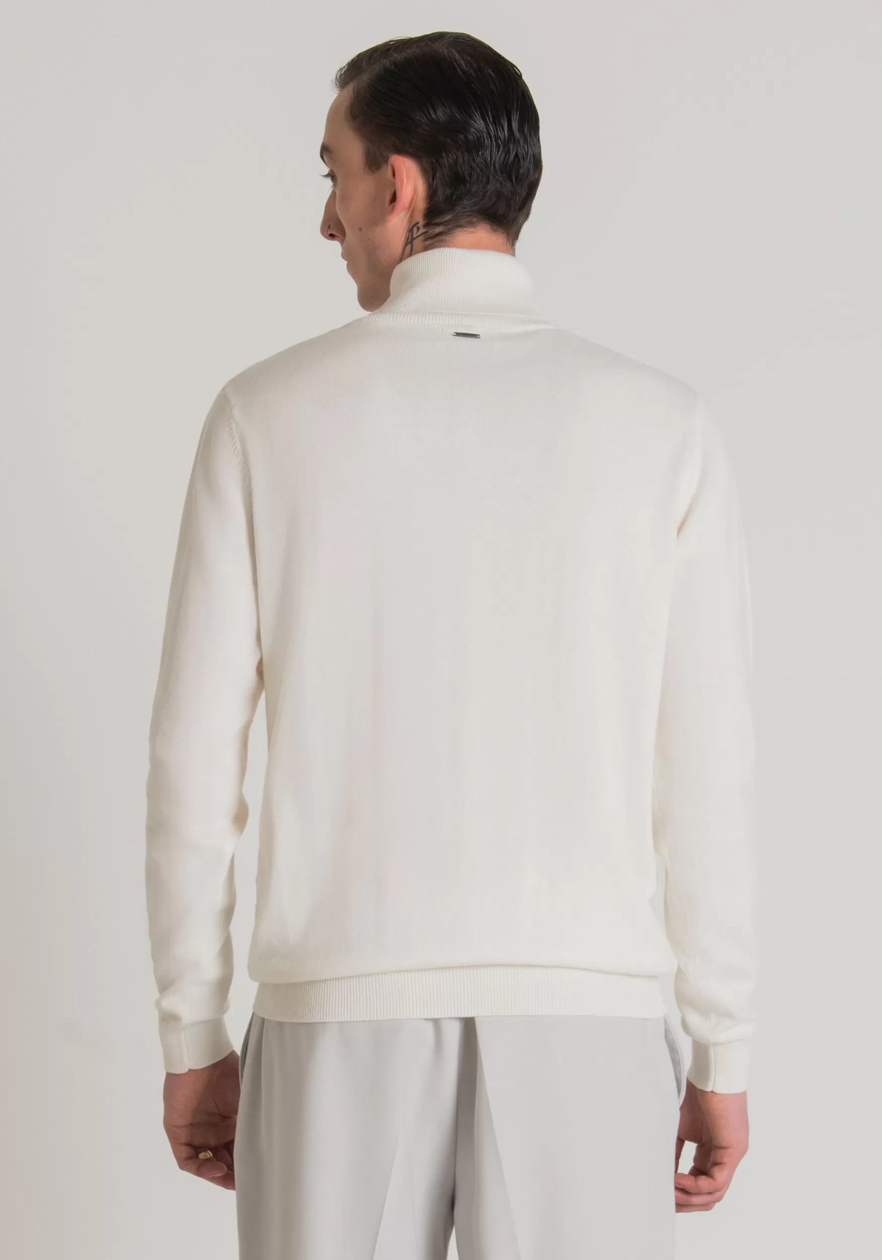 Hot Antony Morato Pullover Regular Fit Aus Baumwoll-Wollmischgarn Mit 3D-Jacquard-Muster Creme