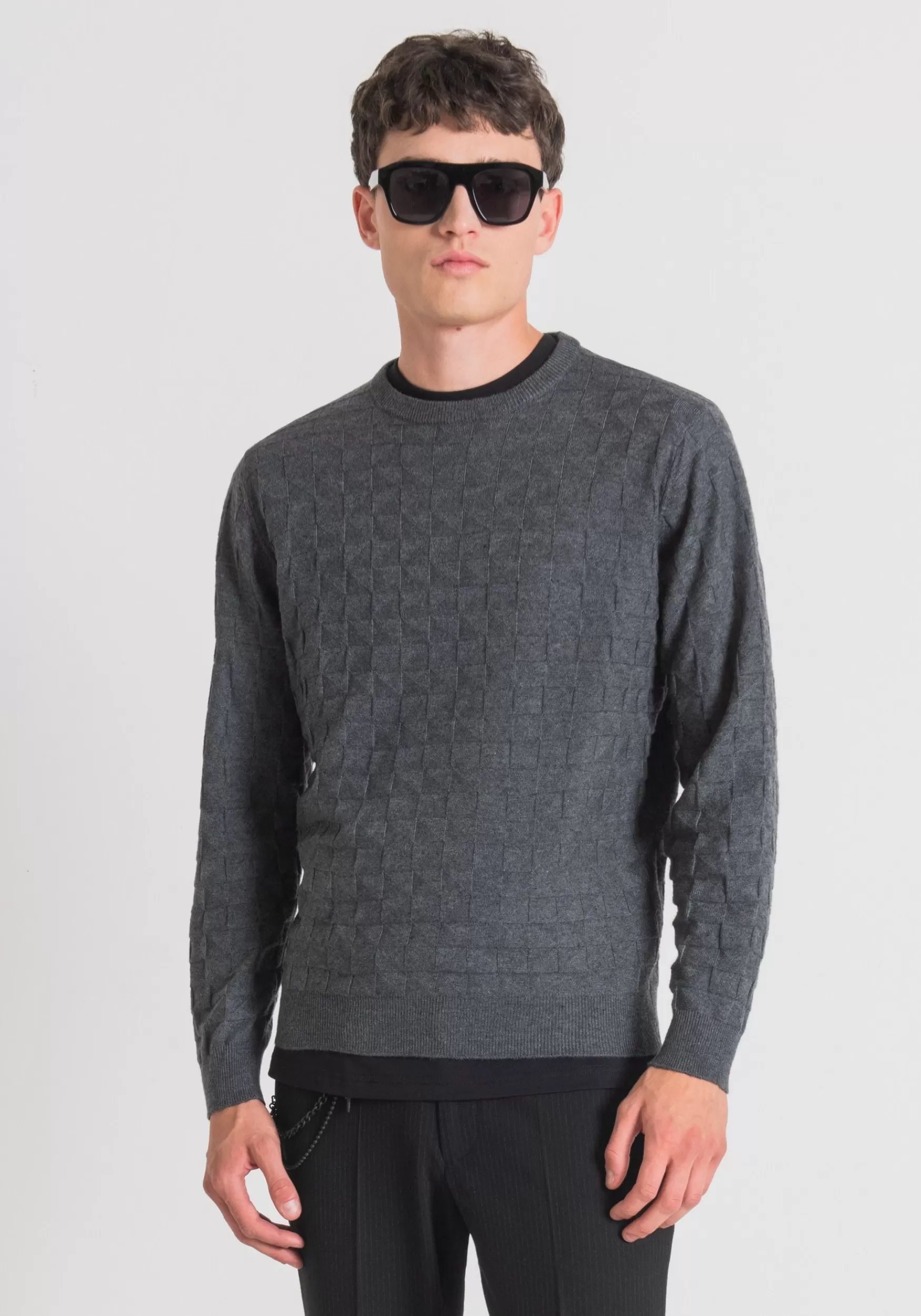 Flash Sale Antony Morato Pullover Regular Fit Aus Hochwertigem Wollmischgewebe Dunkelgrau Meliert