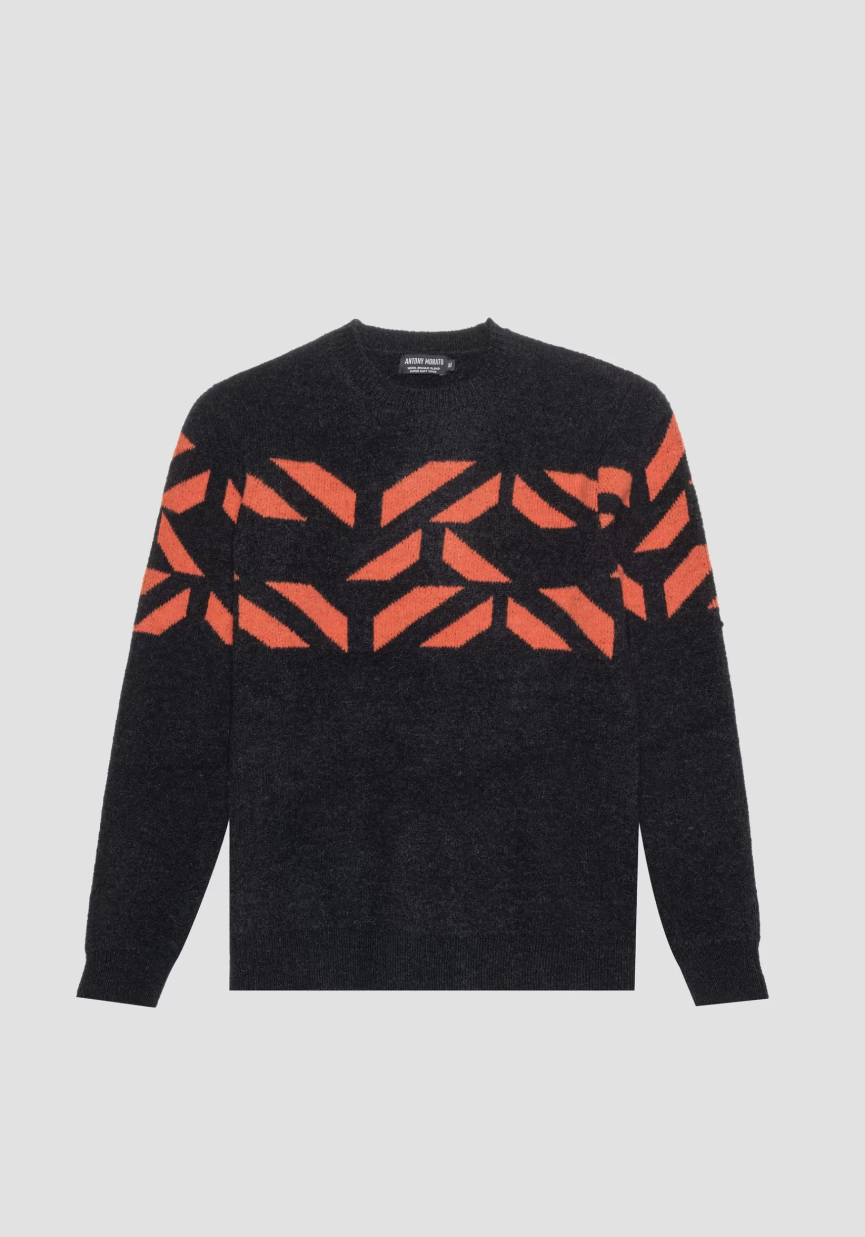 Outlet Antony Morato Pullover Regular Fit Aus Mohair-Mischgarn Mit Jacquard-Muster Orange