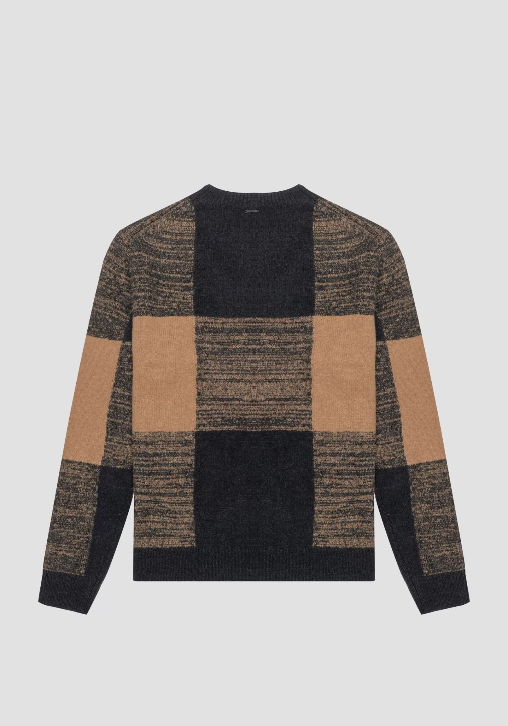 Shop Antony Morato Pullover Regular Fit Aus Mohair-Mischgarn Mit Kariertem Jacquard-Muster Schwarz