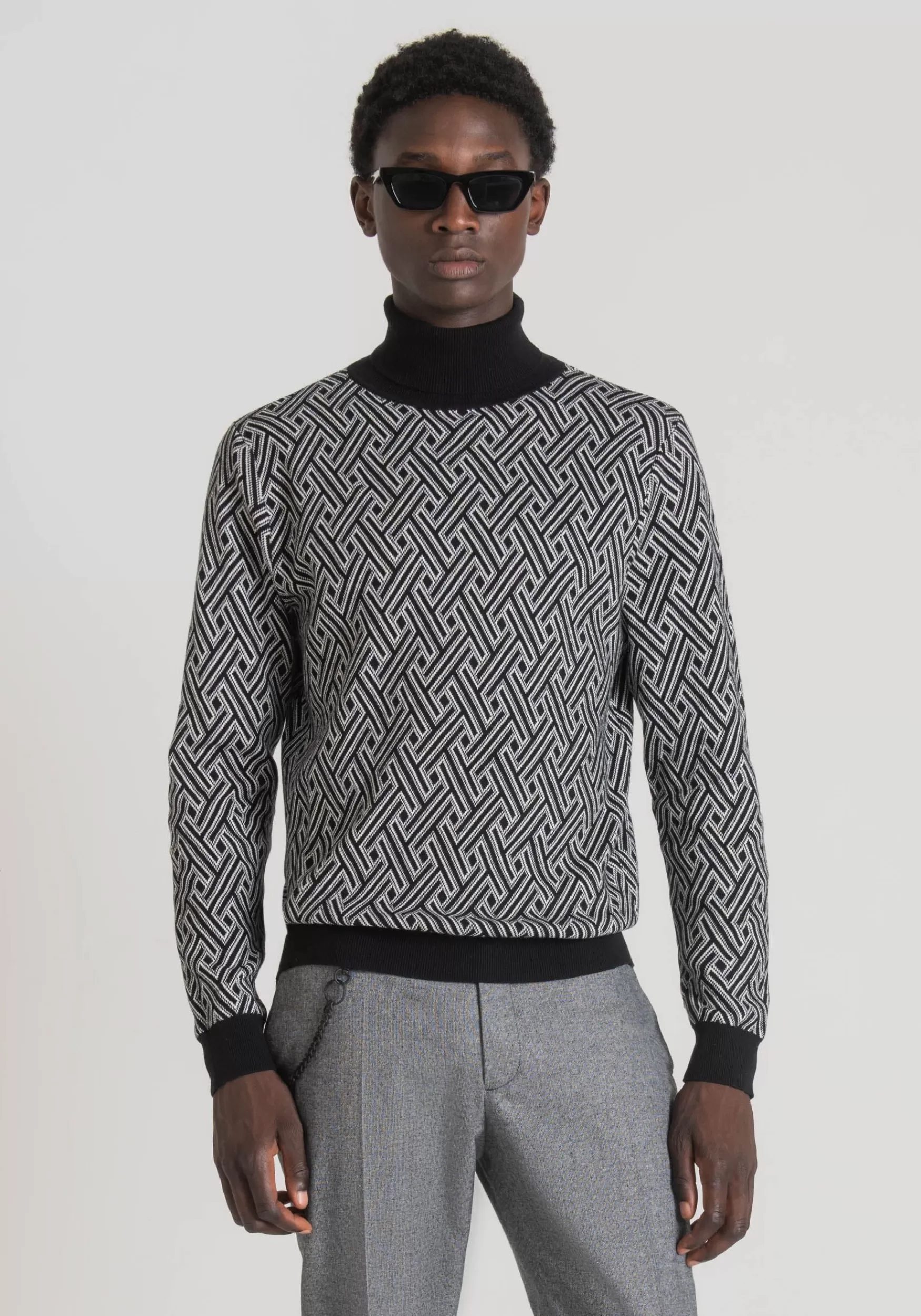 Clearance Antony Morato Pullover Regular Fit Aus Reiner Baumwolle Mit Geometrischem Muster Schwarz