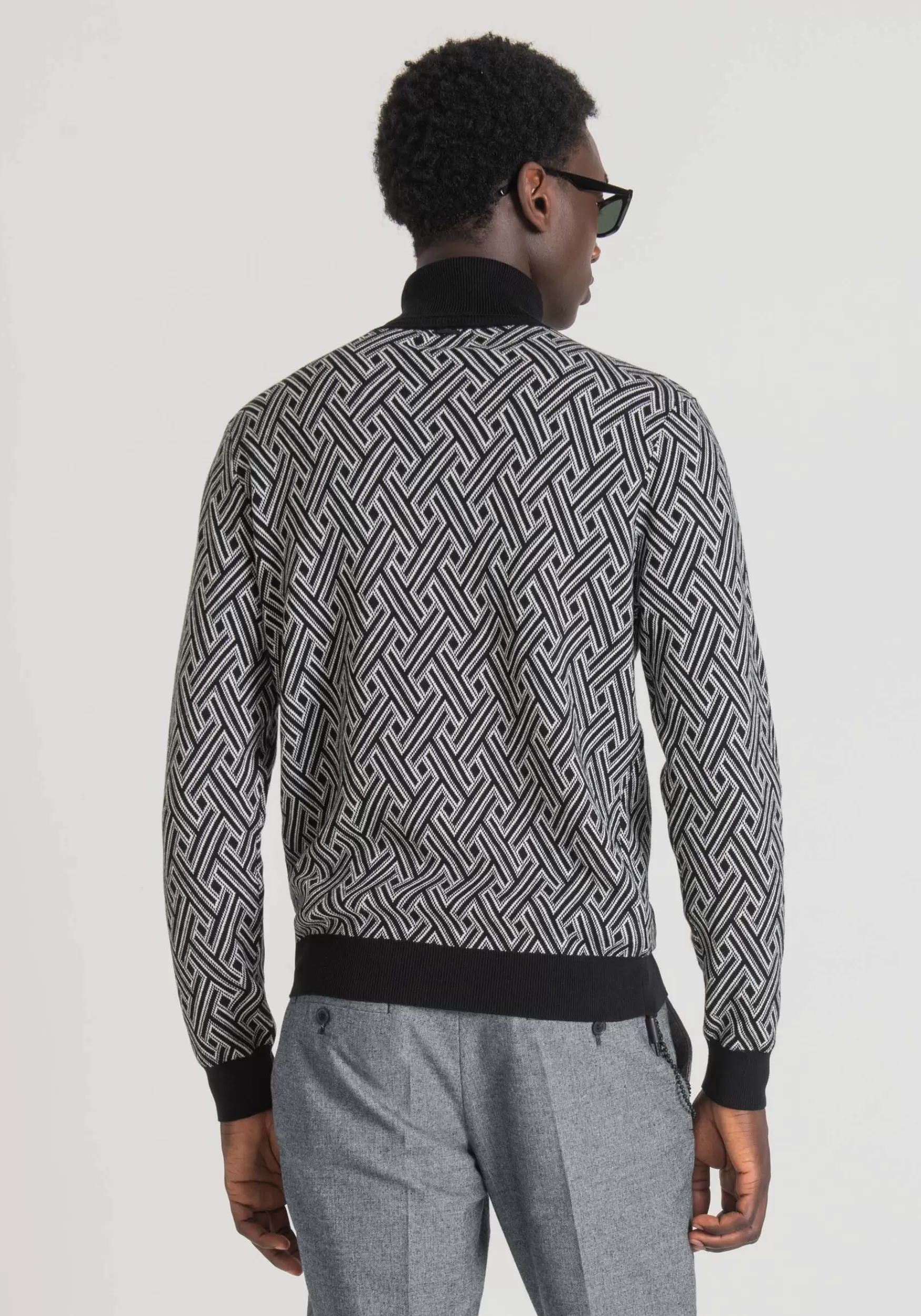 Clearance Antony Morato Pullover Regular Fit Aus Reiner Baumwolle Mit Geometrischem Muster Schwarz