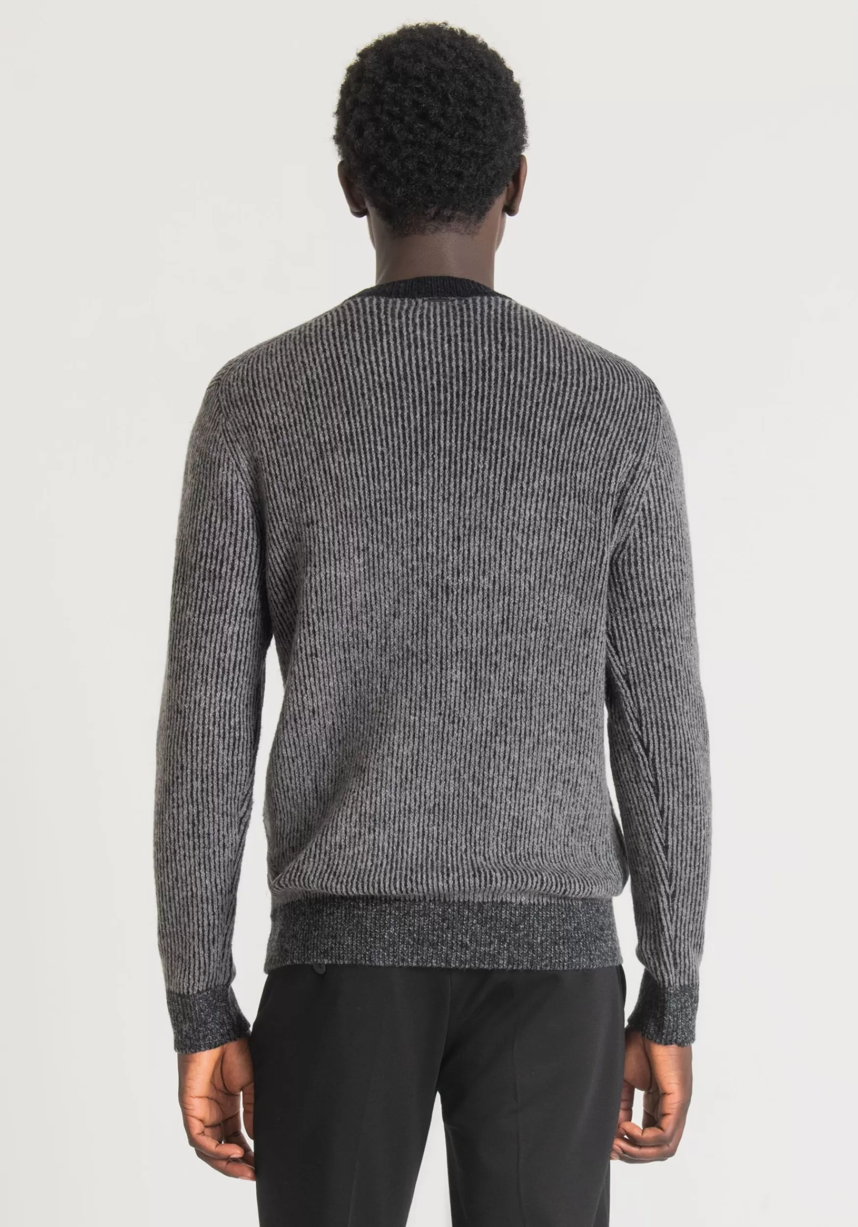 Clearance Antony Morato Pullover Regular Fit Aus Warmem Mohair-Wollmischgarn In Patentmuster-Verarbeitung Schwarz