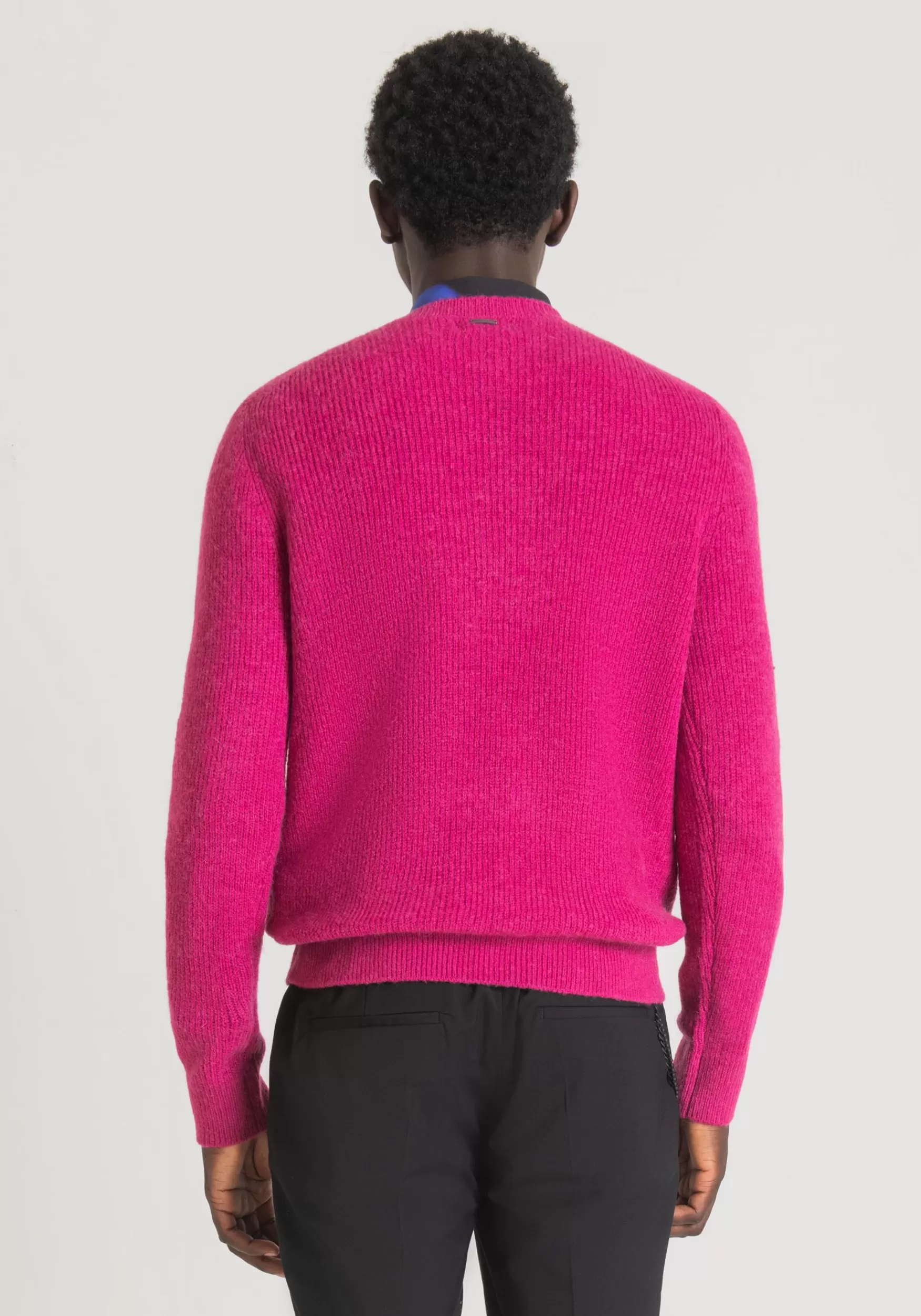 Clearance Antony Morato Pullover Regular Fit Aus Weichem Einfarbigem Mohair-Wollmischgarn Magenta