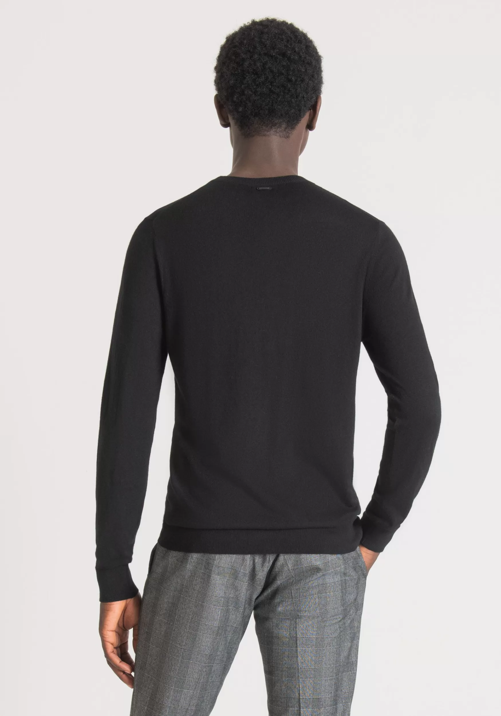 Shop Antony Morato Pullover Regular Fit Aus Weichem Einfarbigem Mohair-Wollmischgarn Schwarz