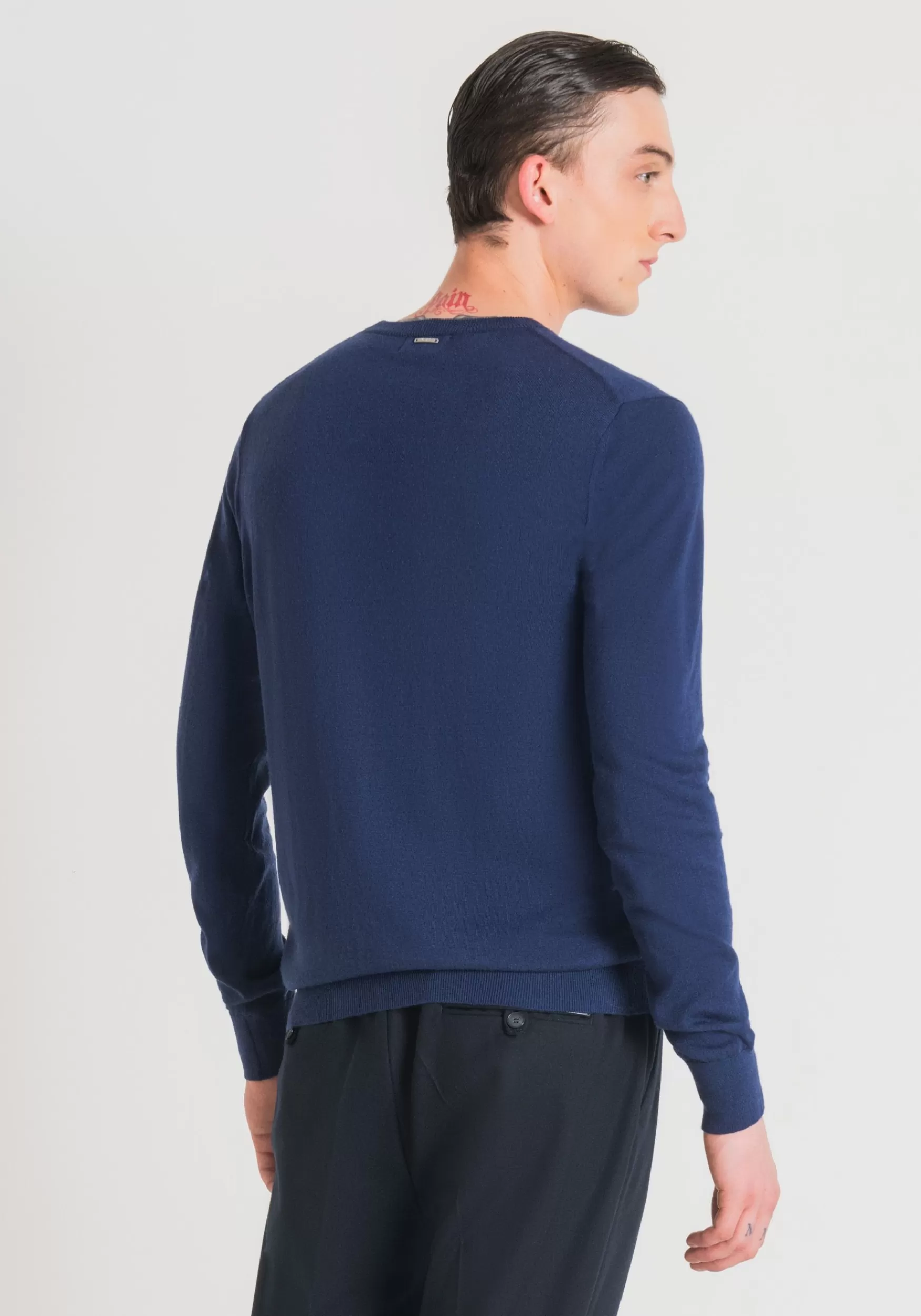 Cheap Antony Morato Pullover Regular Fit Aus Weichem Einfarbigem Mohair-Wollmischgarn Bluette