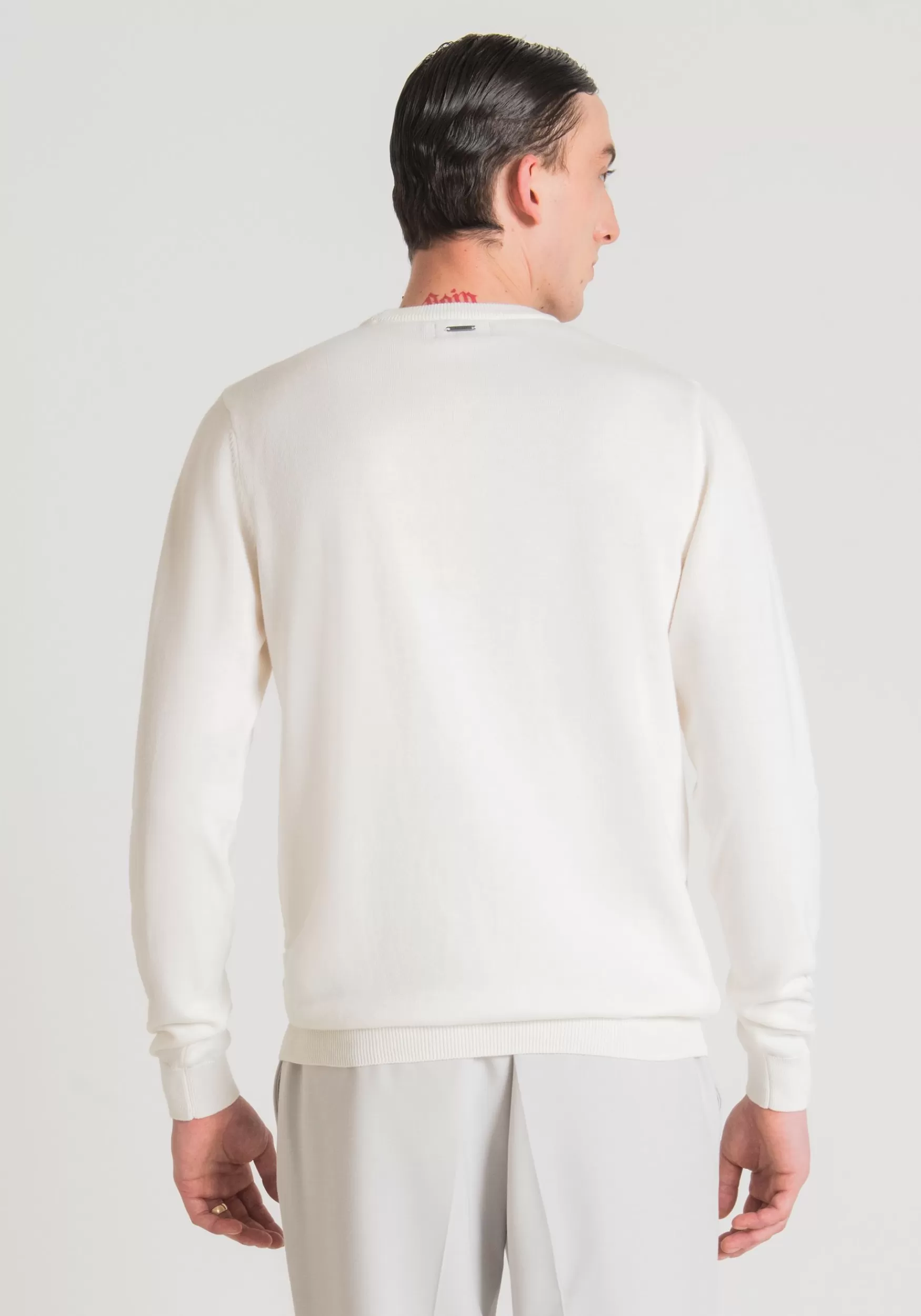 Flash Sale Antony Morato Pullover Regular Fit Aus Wolle Und 3D-Jacquard-Baumwolle Creme