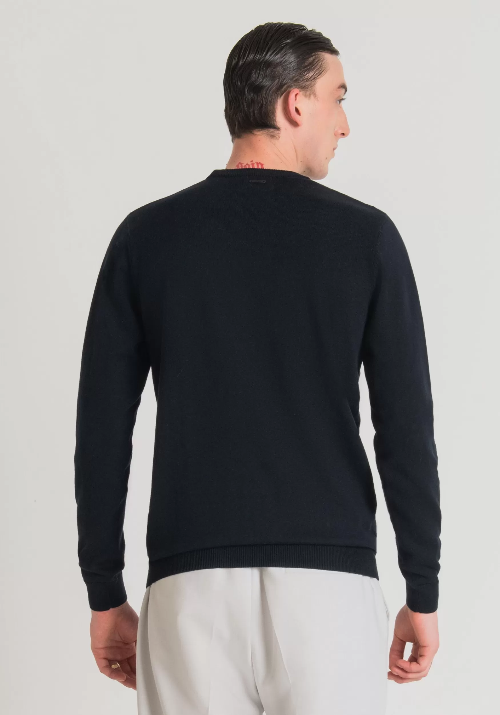 Discount Antony Morato Pullover Regular Fit Aus Wolle Und 3D-Jacquard-Baumwolle Blue Ink