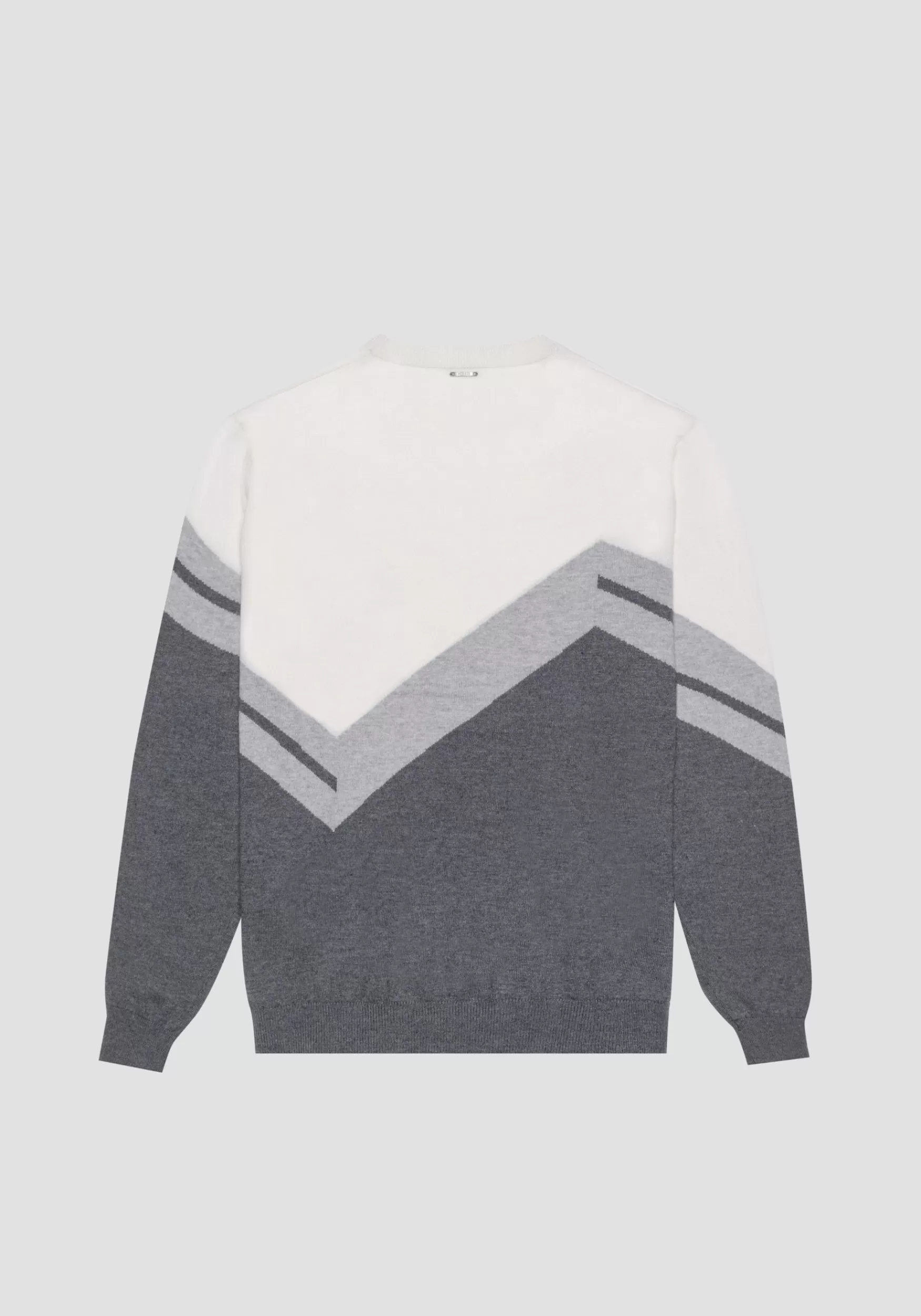 Shop Antony Morato Pullover Regular Fit Aus Wollmischgarn Mit Jacquard-Band Dunkelgrau Meliert