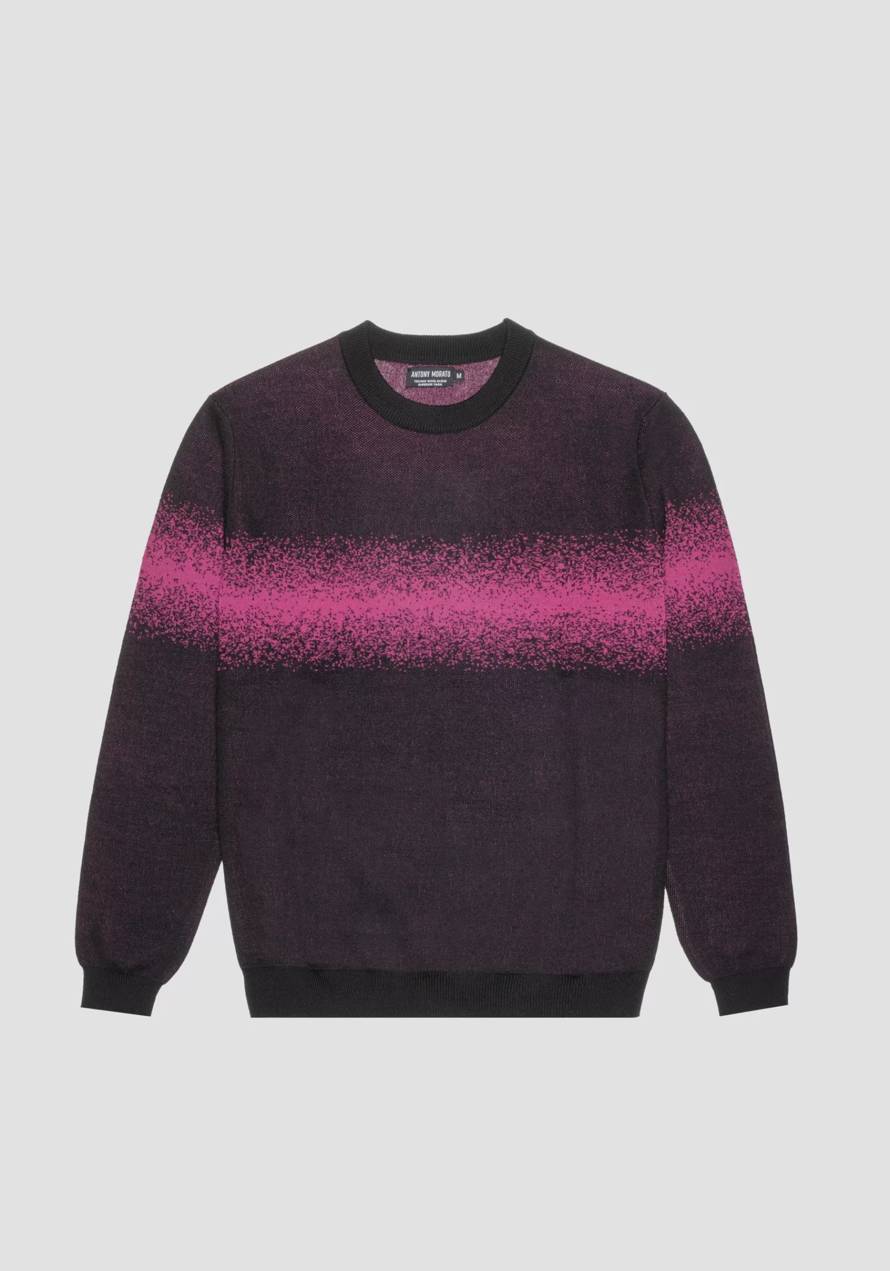 Outlet Antony Morato Pullover Regular Fit Aus Wollmischgarn Mit Kontrastierendem Jacquard-Band Magenta