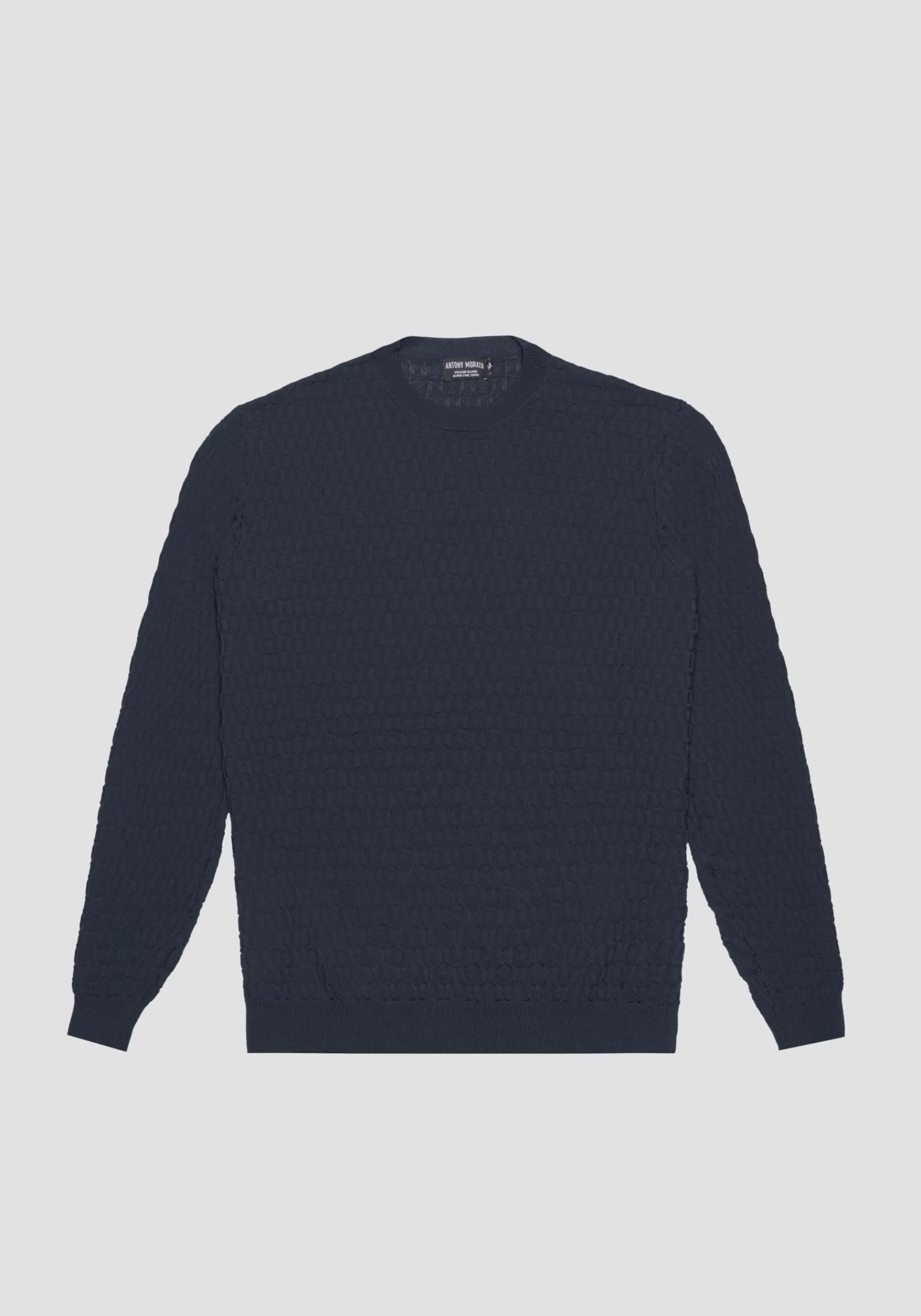 Store Antony Morato Pullover Regular Fit Gewebt Mit 3D-Jacquard-Muster Blue Ink