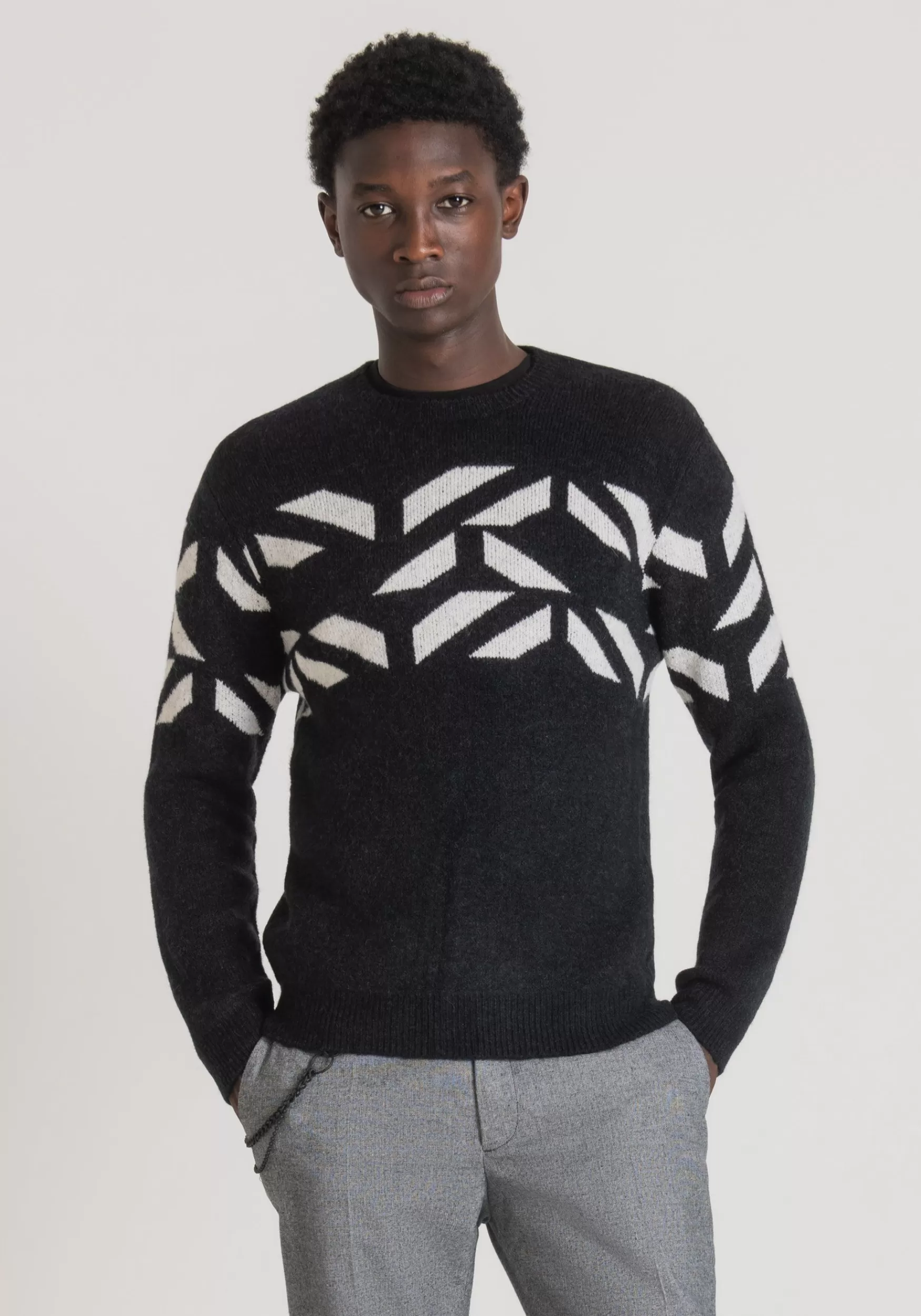 Cheap Antony Morato Pullover Regular Fit Mit Geometrischem Muster Aus Mischgarn Wei