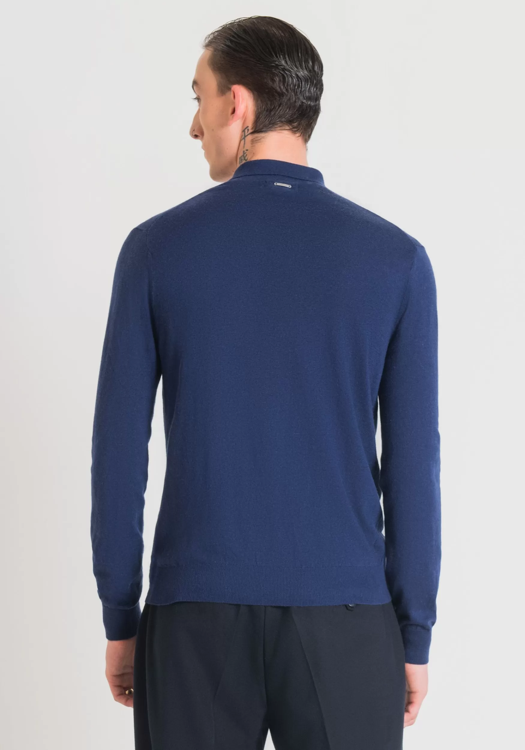 Flash Sale Antony Morato Pullover Regular Fit Mit Polo-Kragen Aus Weichem Wollmischgewebe Bluette