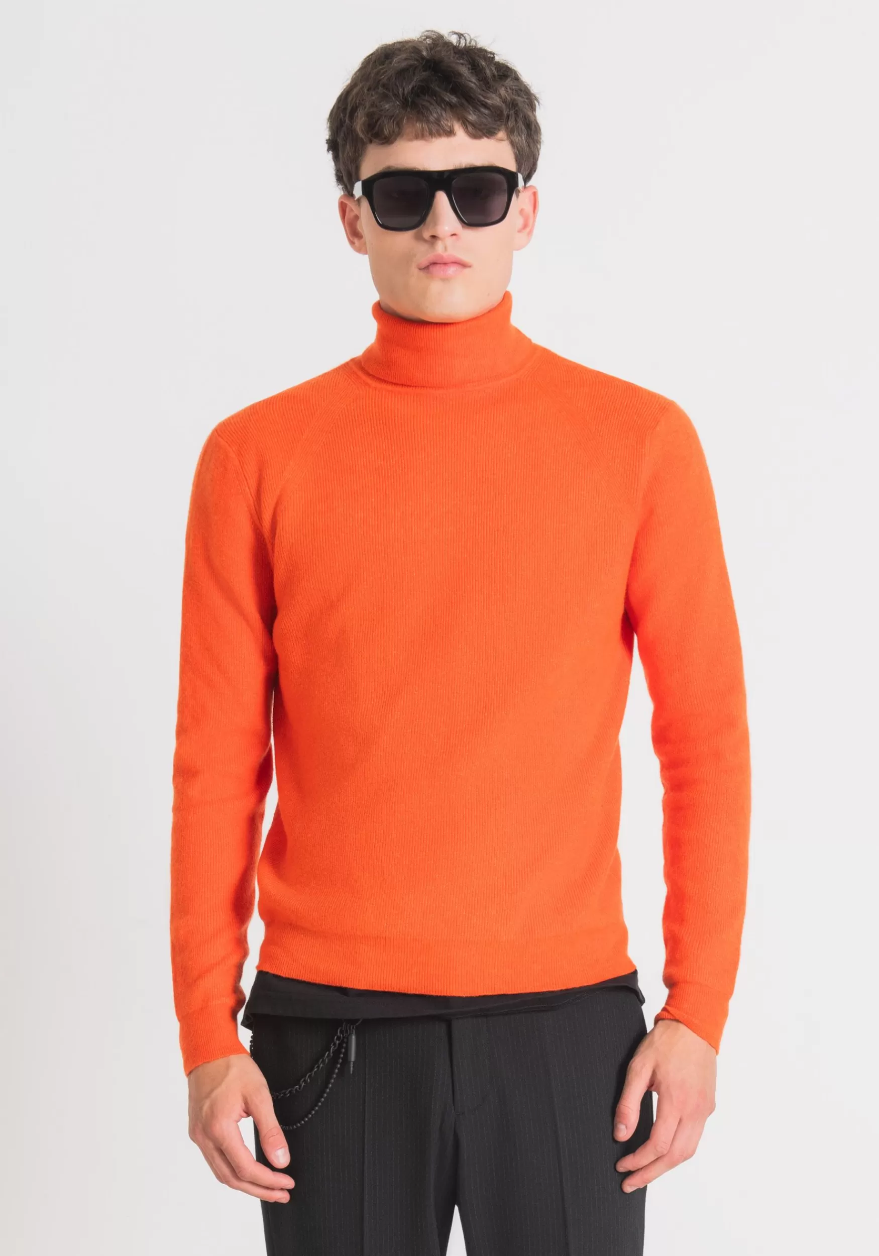 Clearance Antony Morato Pullover Slim Fit Aus Warmem Merinowolle-Baumwoll-Mischgarn Orange