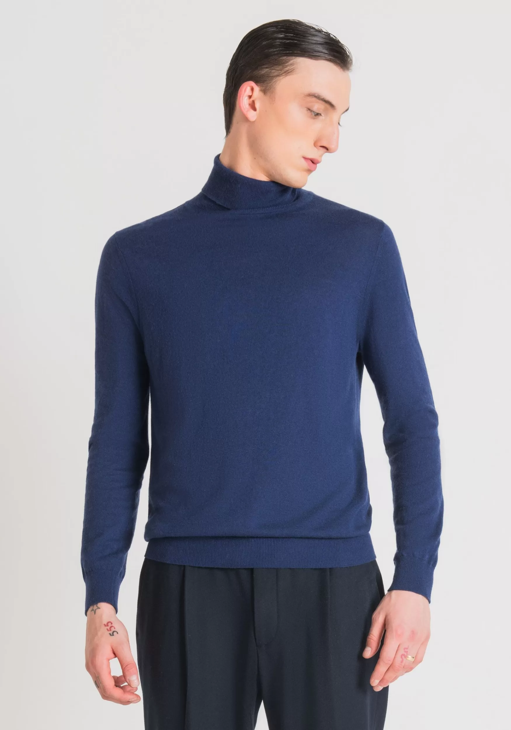 Sale Antony Morato Rollkragenpullover Regular Fit Aus Warmem Wollmischgarn Bluette