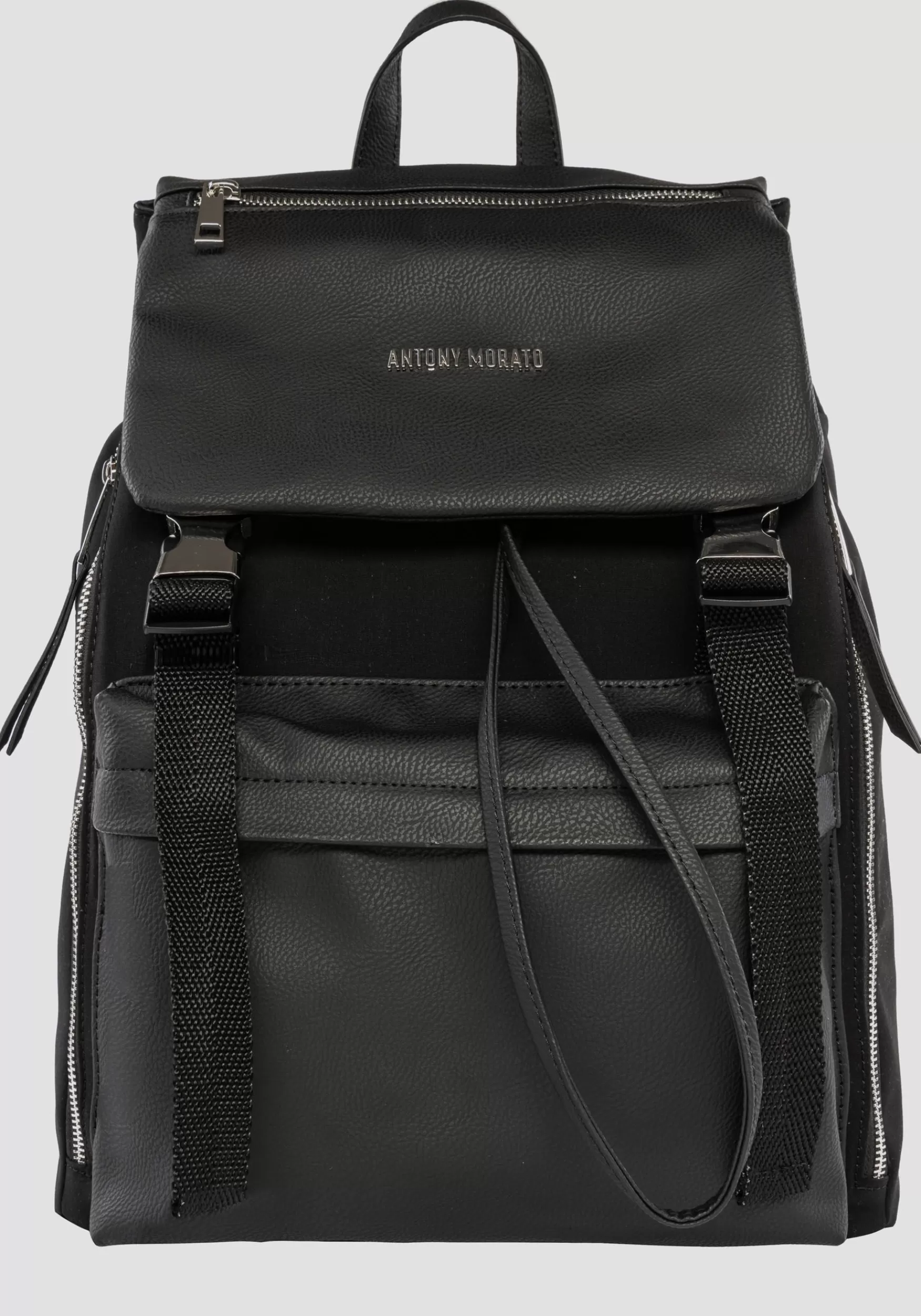 New Antony Morato Rucksack Aus Popeline Und Gewebe Mit Walkleder-Effekt Schwarz