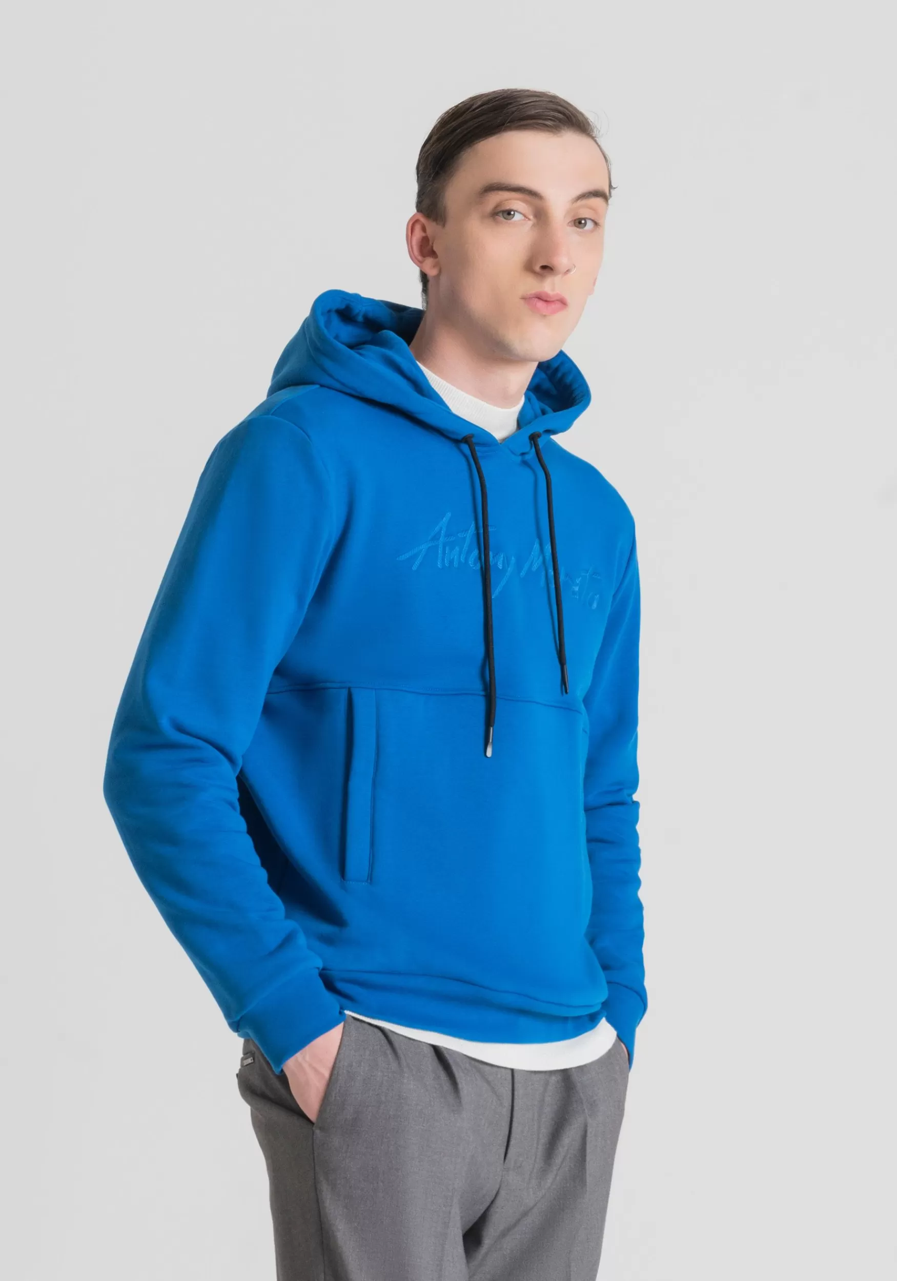 Cheap Antony Morato Sweatshirt Regular Fit Aus Elastischem Baumwoll-Mischgewebe Mit Gesticktem Logo Kobalt