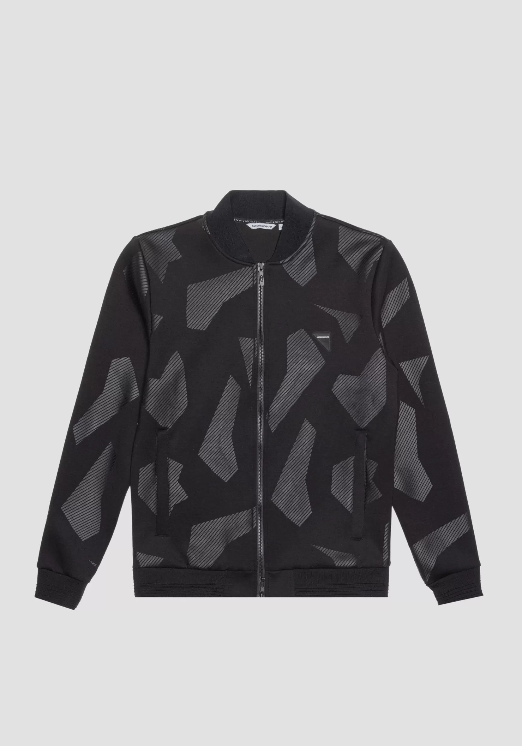 Cheap Antony Morato Sweatshirt Regular Fit Aus Elastischem Scuba-Viskose-Mischgewebe Mit Geometrischem Print Schwarz