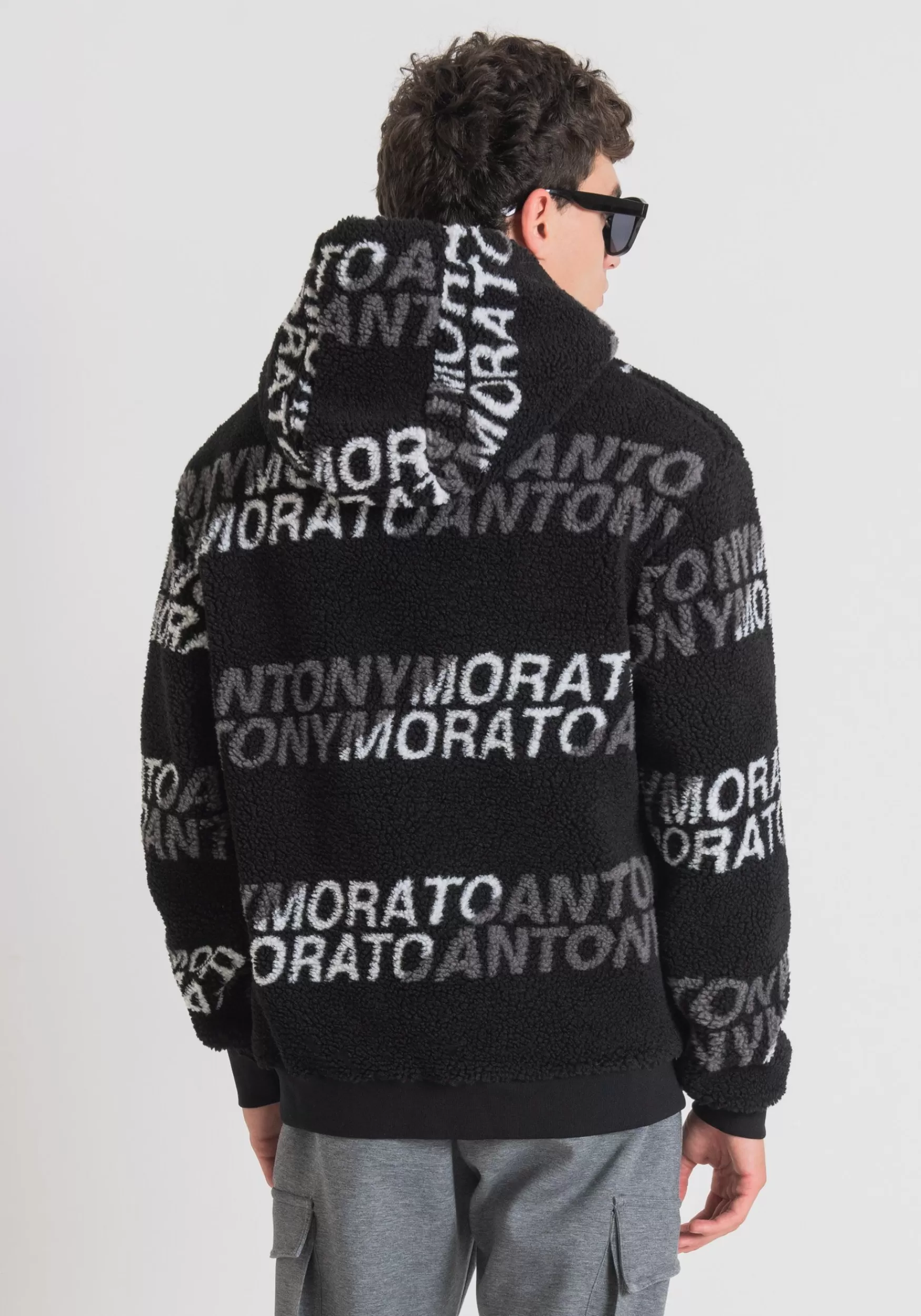 Online Antony Morato Sweatshirt Regular Fit Aus Kunstpelz Mit Kapuze Und Logo-Muster Schwarz