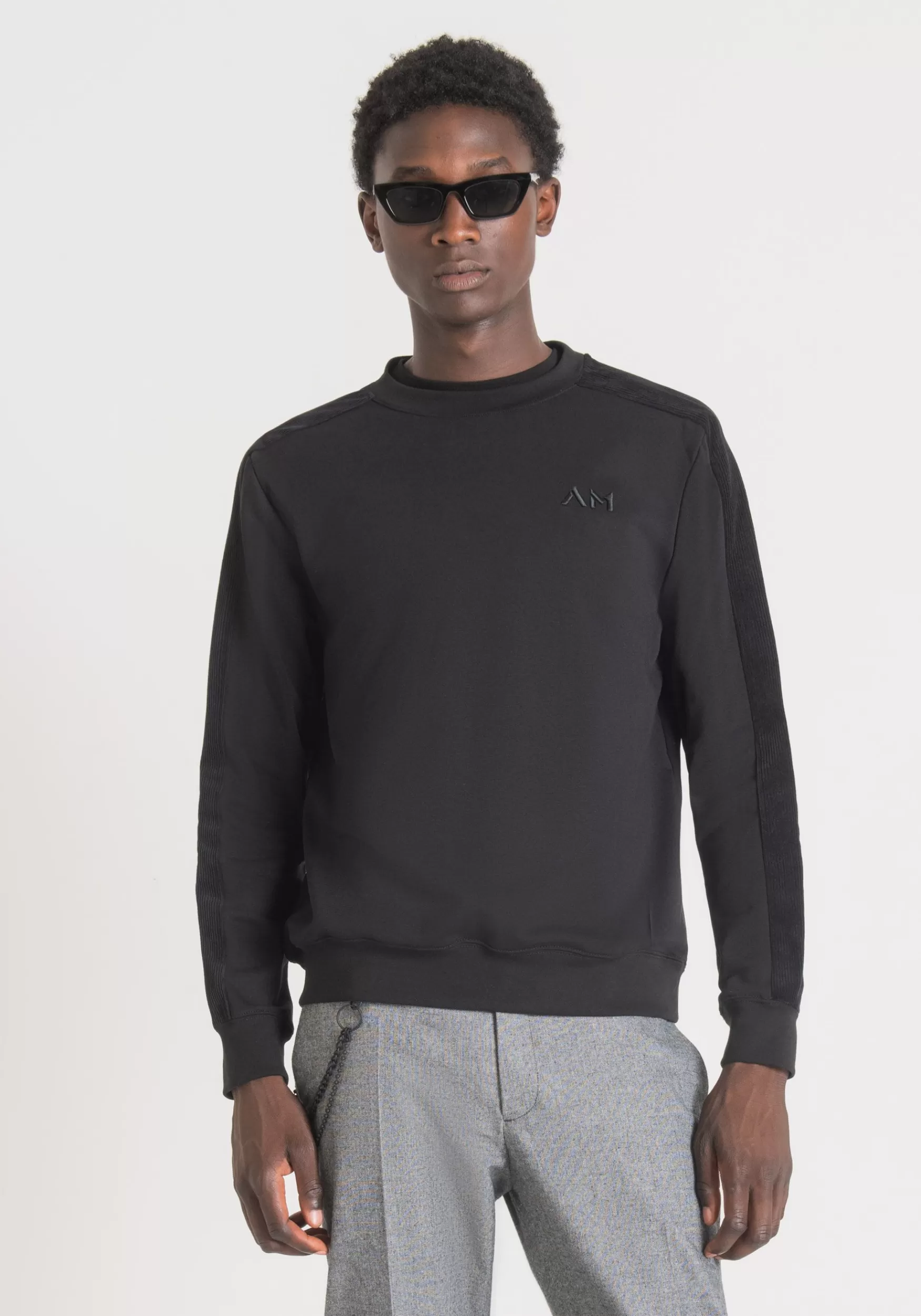 Cheap Antony Morato Sweatshirt Regular Fit Aus Weichem Baumwoll-Mischgewebe Mit Gesticktem Logo Schwarz