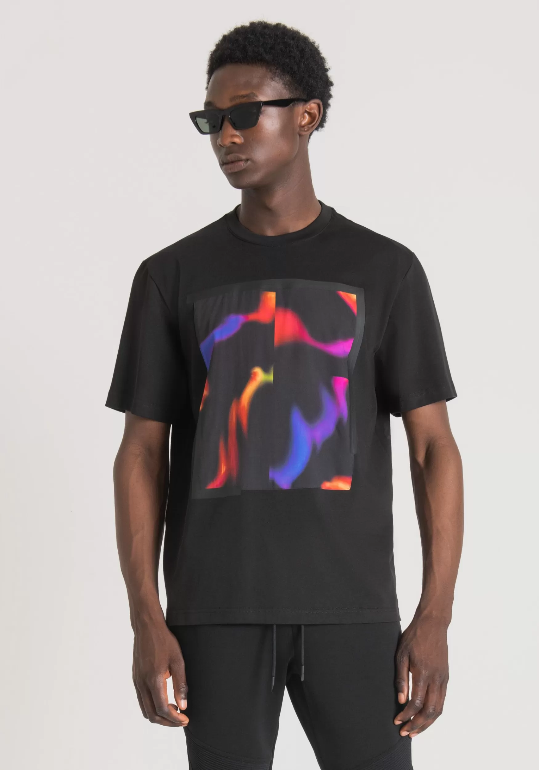 Cheap Antony Morato T-Shirt Over Fit Aus Baumwolle Mit Psychedelischem Print Schwarz