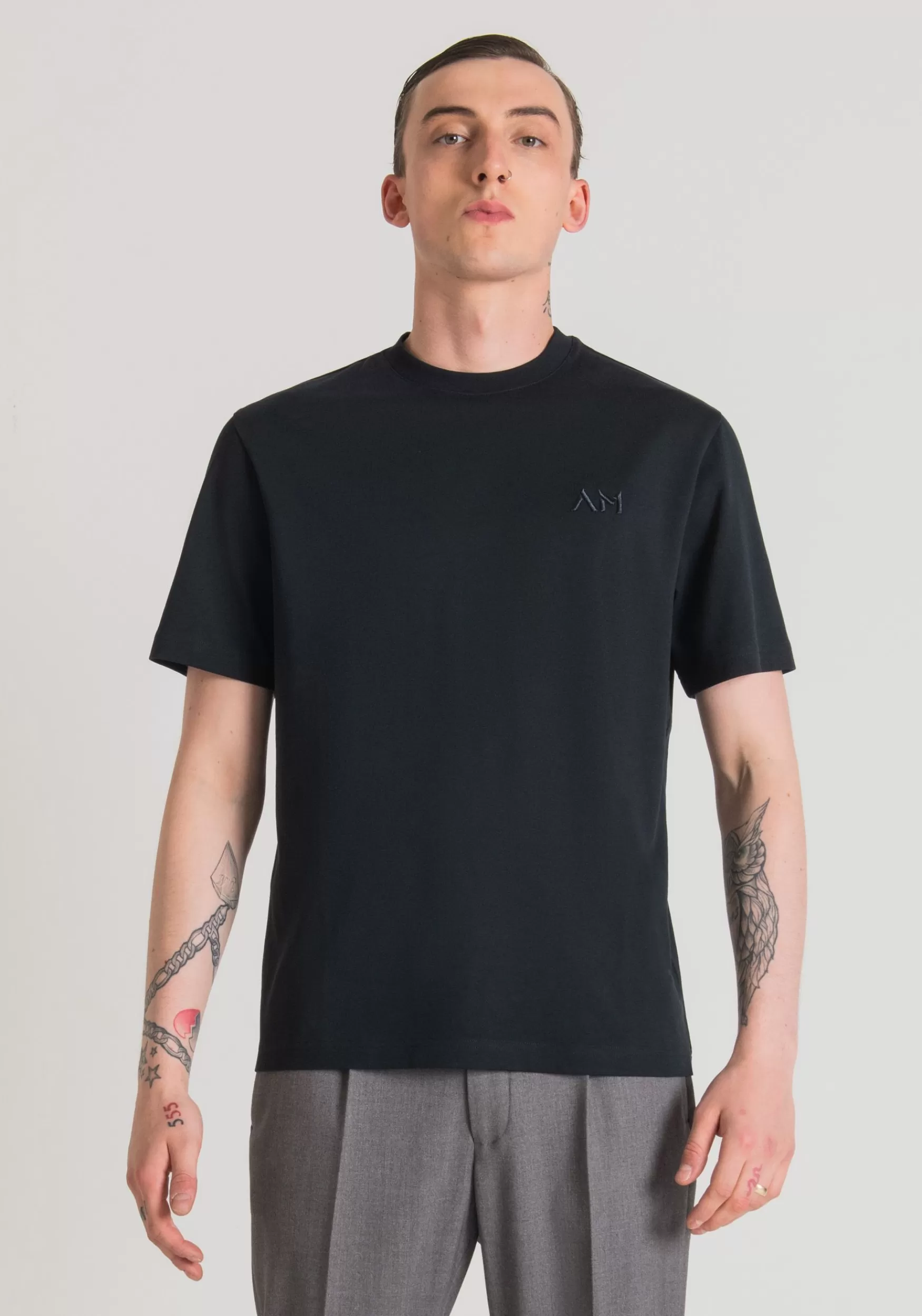 Cheap Antony Morato T-Shirt Over Fit Aus Reiner Baumwolle Mit Gesticktem Logo Blue Ink