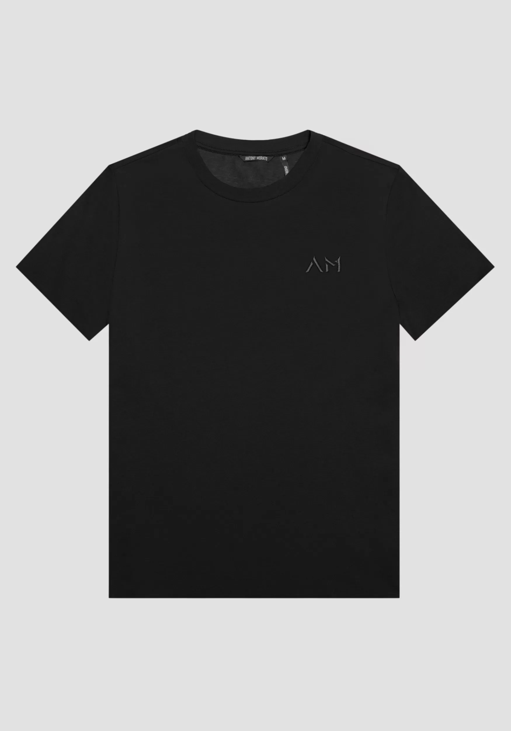 Shop Antony Morato T-Shirt Over Fit Aus Reiner Baumwolle Mit Gesticktem Logo Schwarz