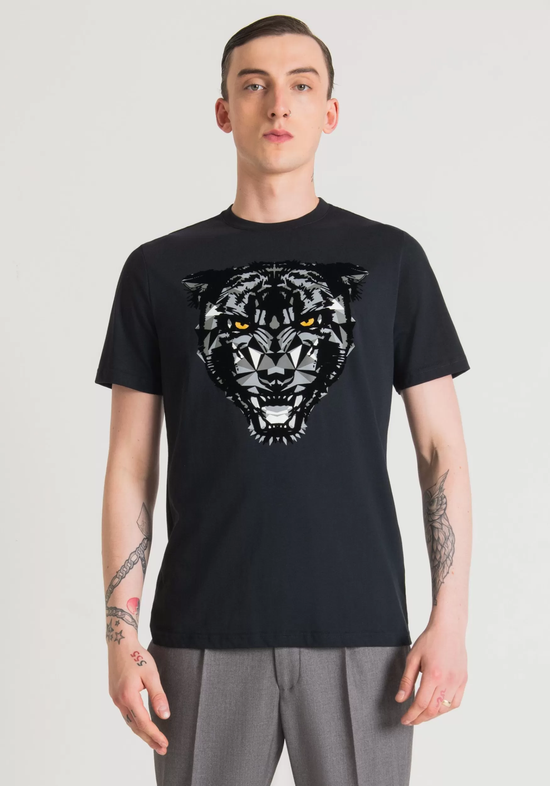 Shop Antony Morato T-Shirt Regular Fit Aus 100 % Weicher Baumwolle Mit Panther-Print Blue Ink