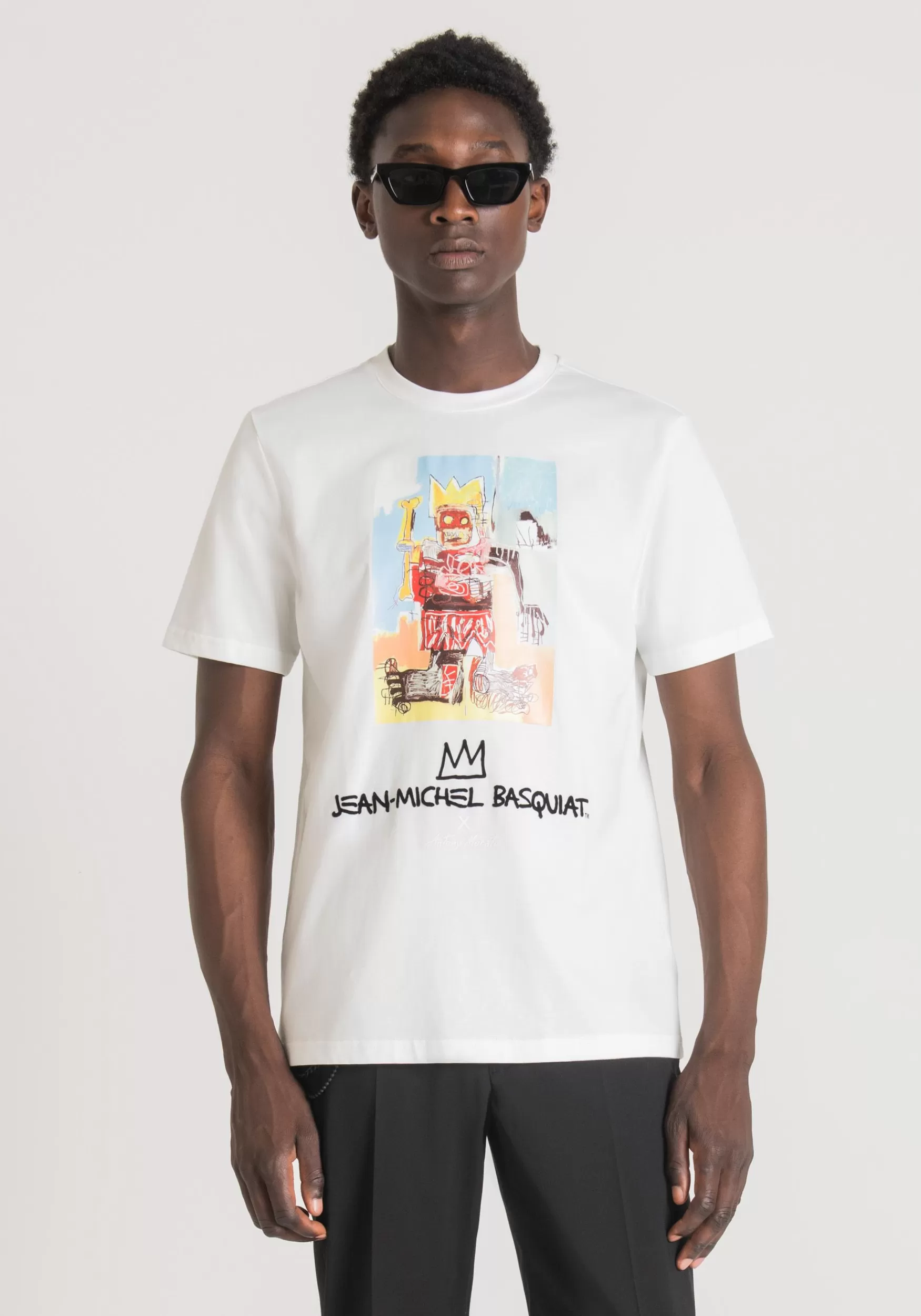 Best Antony Morato T-Shirt Regular Fit Aus Baumwolle Mit Basquiat-Print Creme