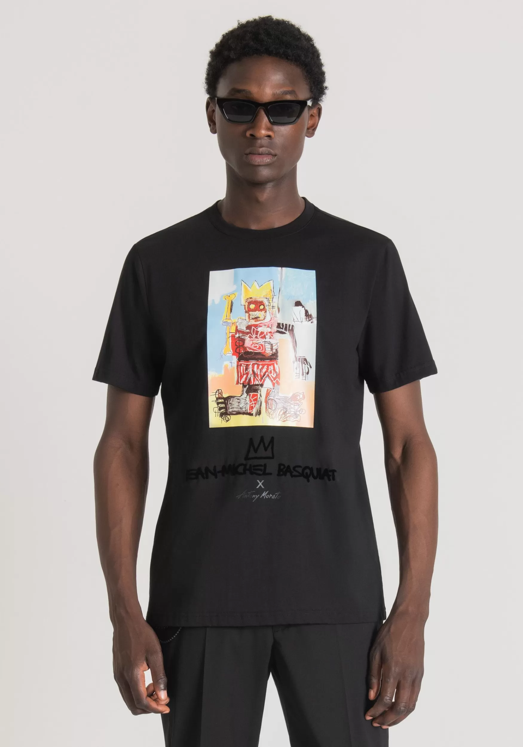 Best Sale Antony Morato T-Shirt Regular Fit Aus Baumwolle Mit Basquiat-Print Schwarz