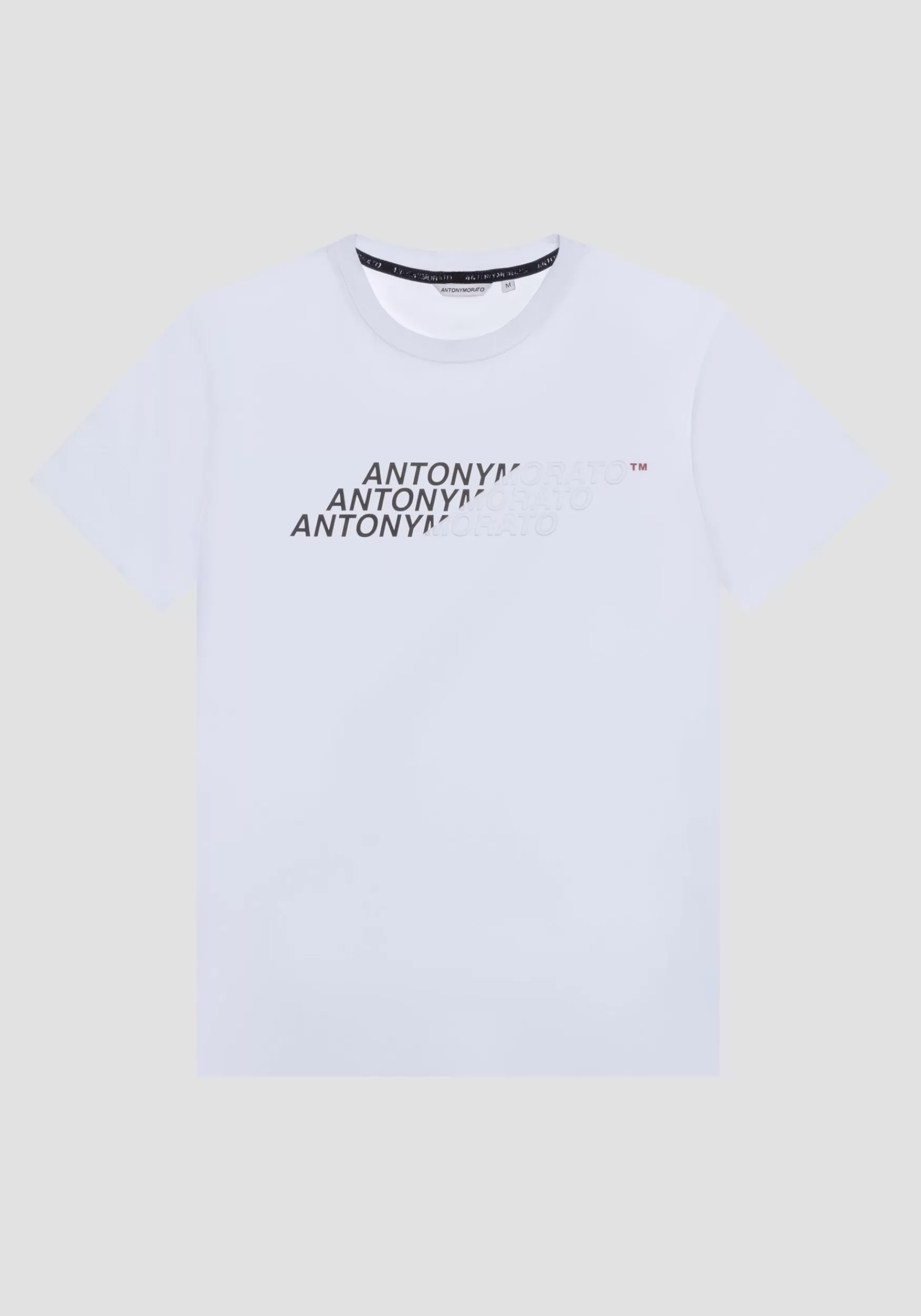 Store Antony Morato T-Shirt Regular Fit Aus Baumwolle Mit Gummiertem Logo-Print Creme