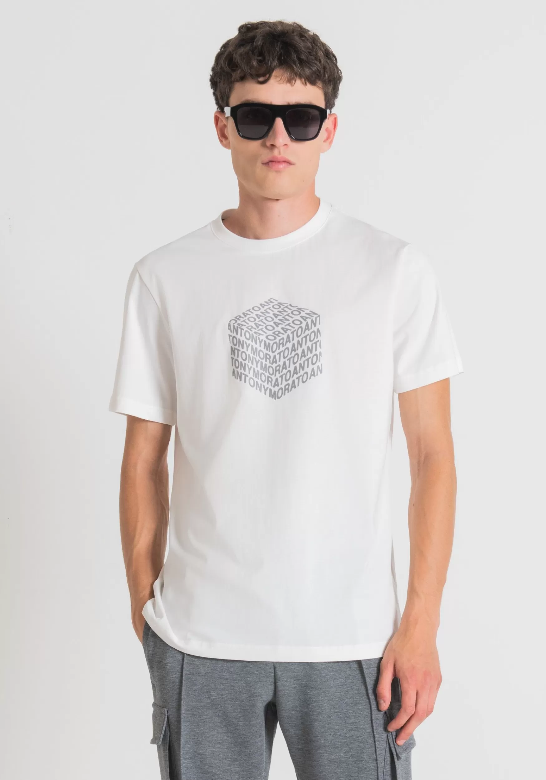 Best Antony Morato T-Shirt Regular Fit Aus Baumwolle Mit Reflektierendem Logo-Print Creme