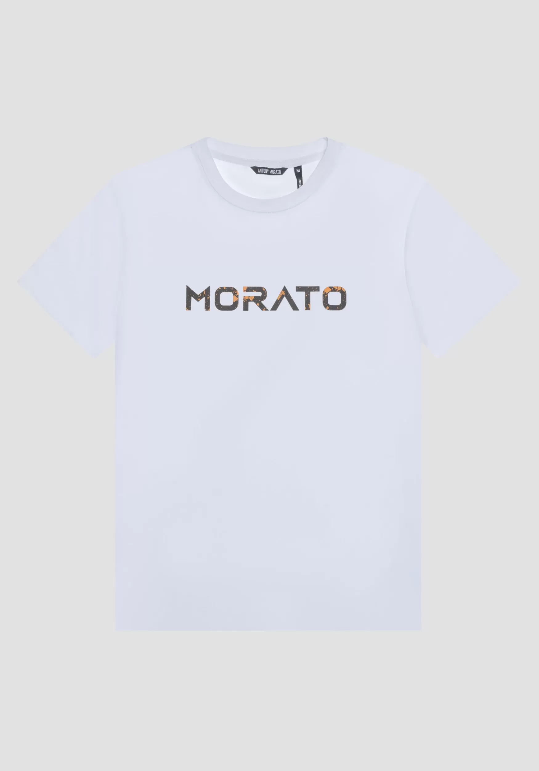 Cheap Antony Morato T-Shirt Regular Fit Aus Reiner Baumwolle Mit Gummiertem Logo-Print Creme