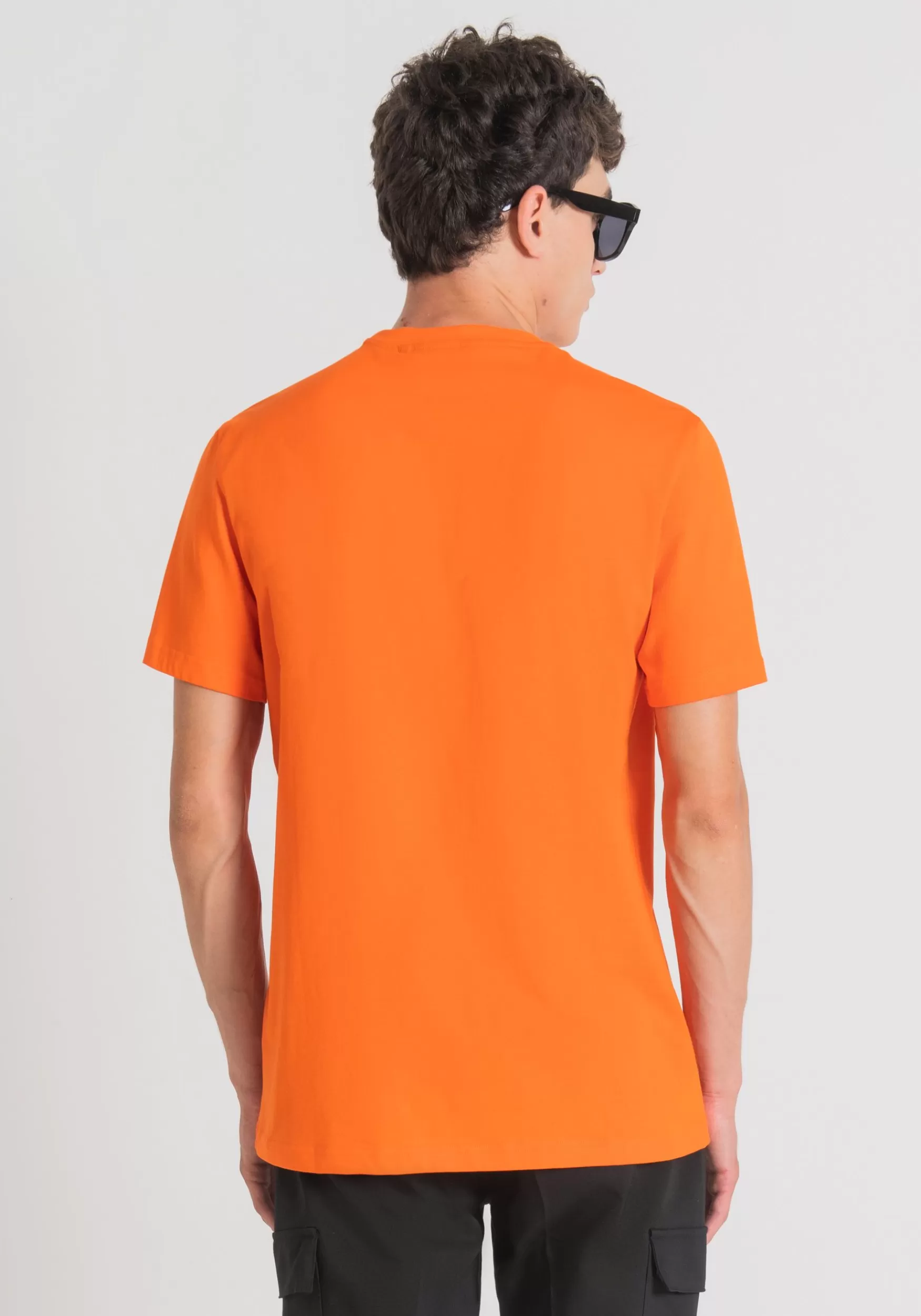 Best Sale Antony Morato T-Shirt Regular Fit Aus Reiner Baumwolle Mit Gummiertem Logo-Print Orange