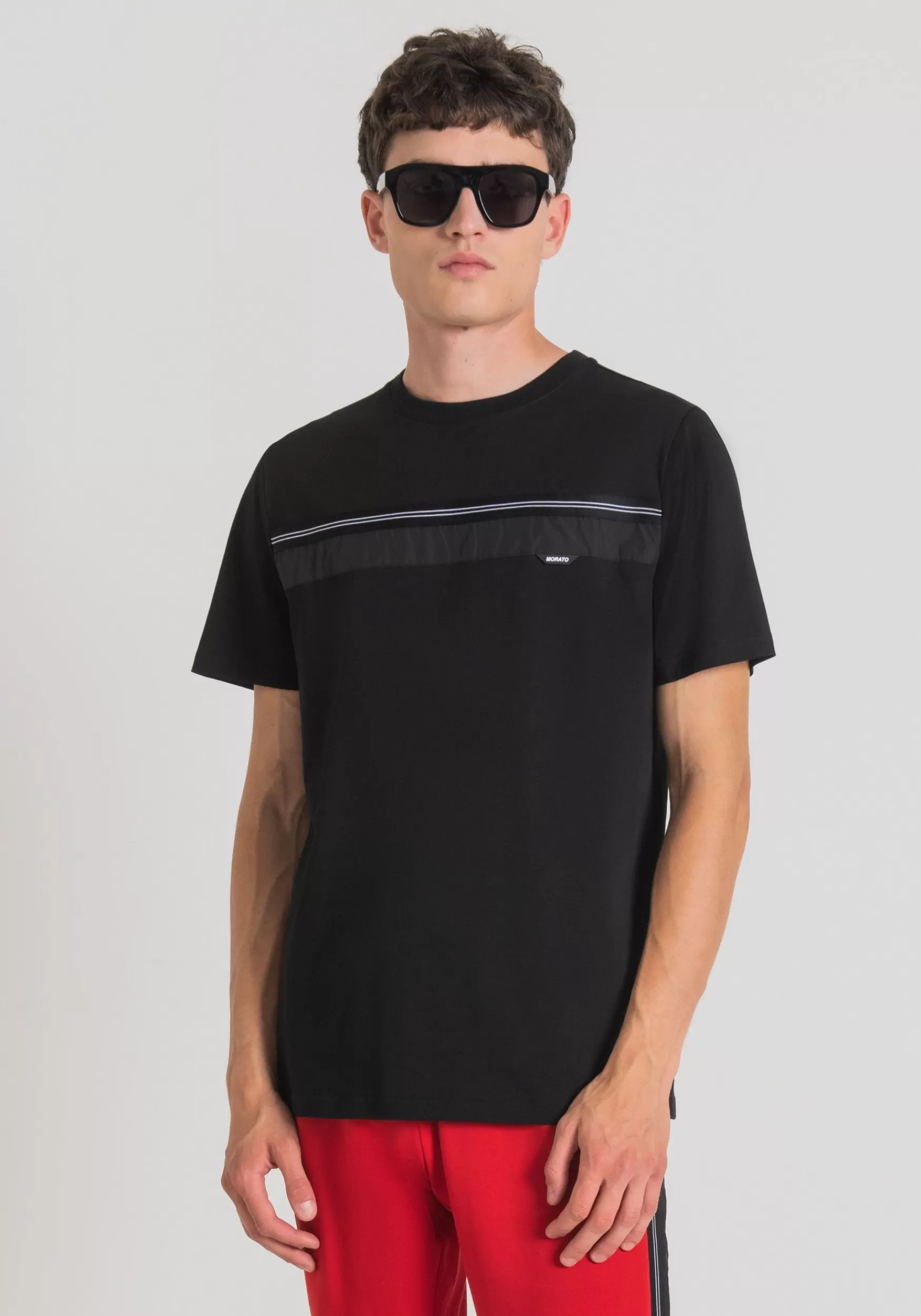 Hot Antony Morato T-Shirt Regular Fit Aus Weicher Baumwolle Mit Kontrastierendem Band Schwarz