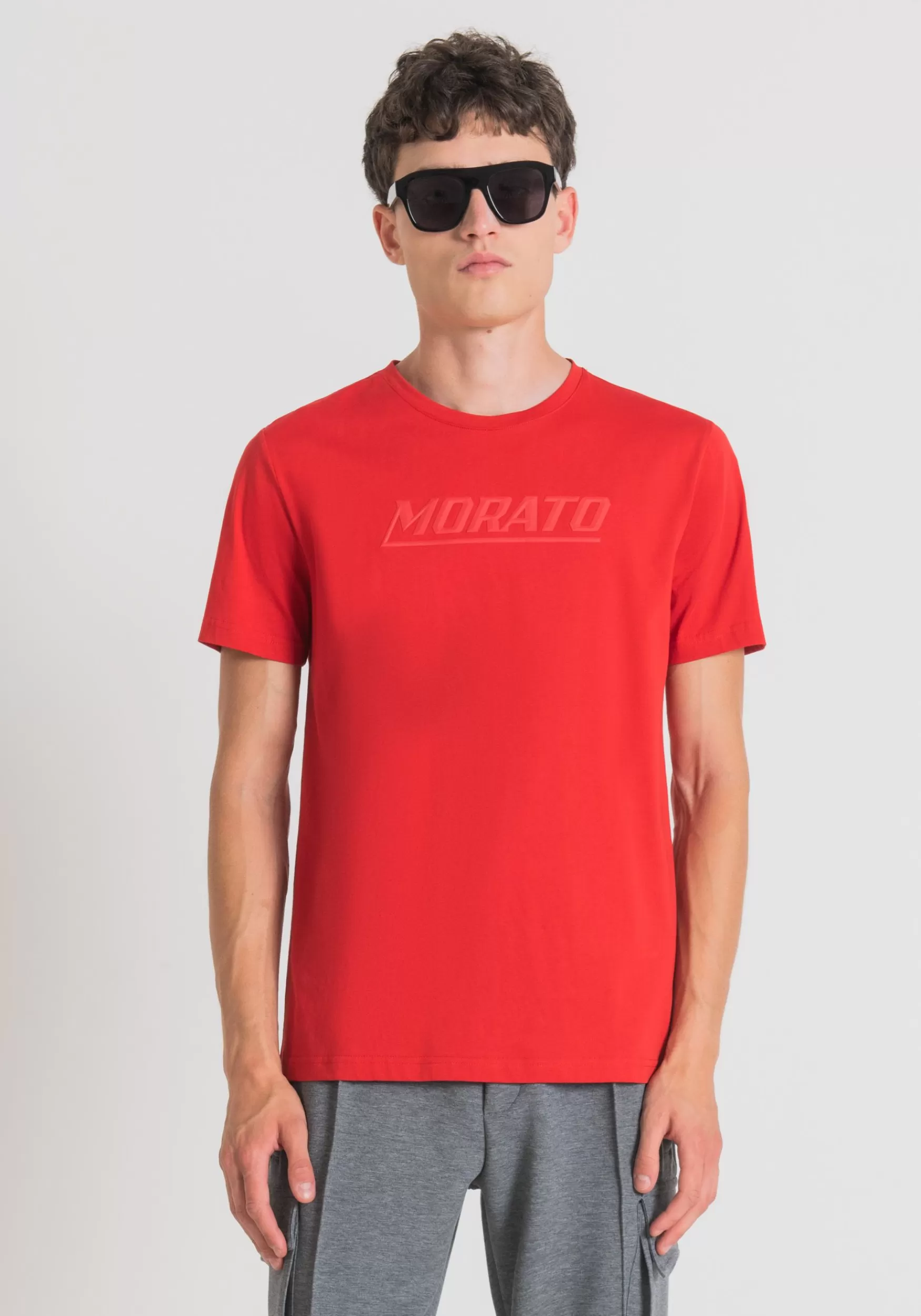 Cheap Antony Morato T-Shirt Slim Fit Aus Reiner Baumwolle Mit Morato-Print Feuerrot